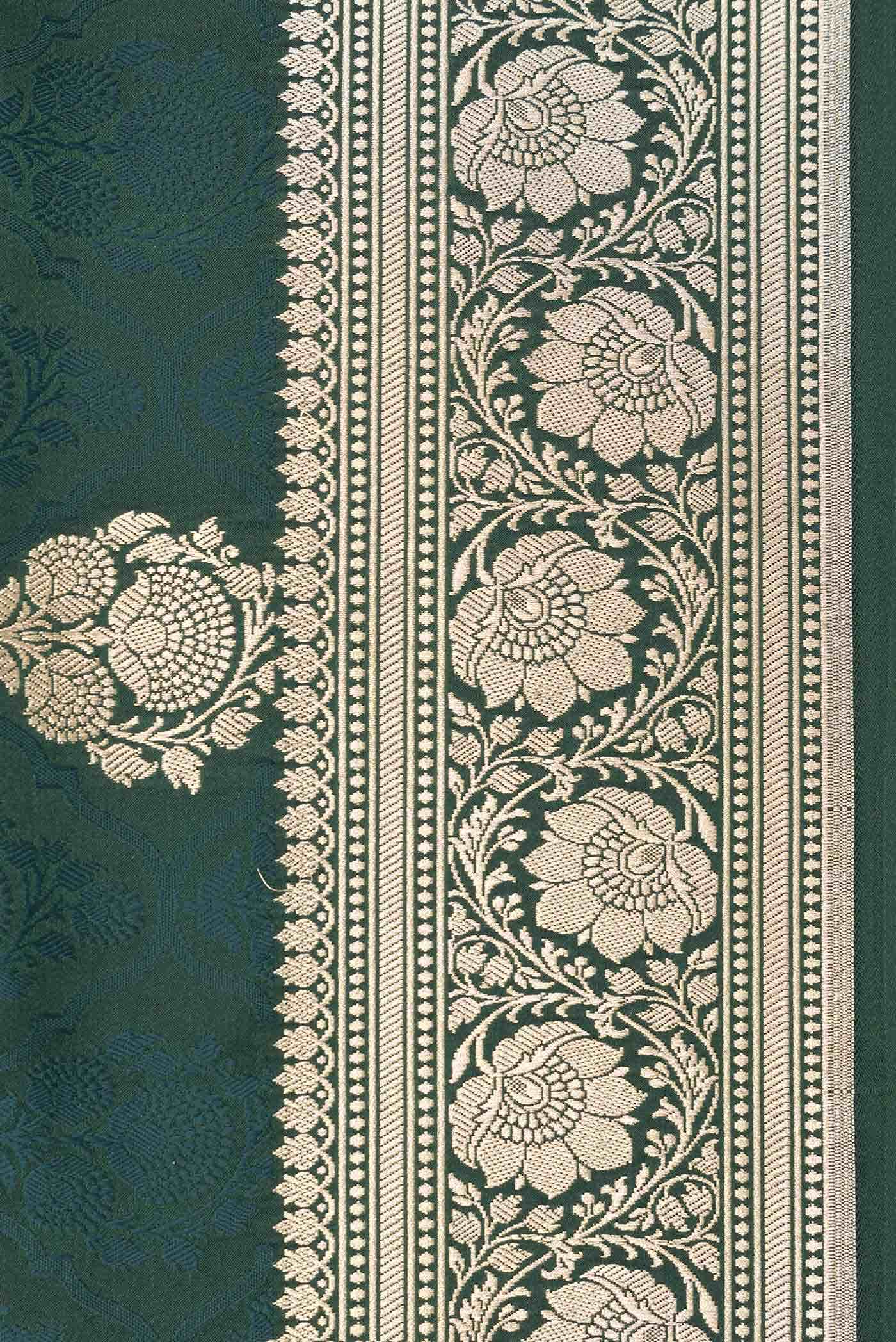 Bottle Green Dual Tone Blended Banarasi Silk Saree