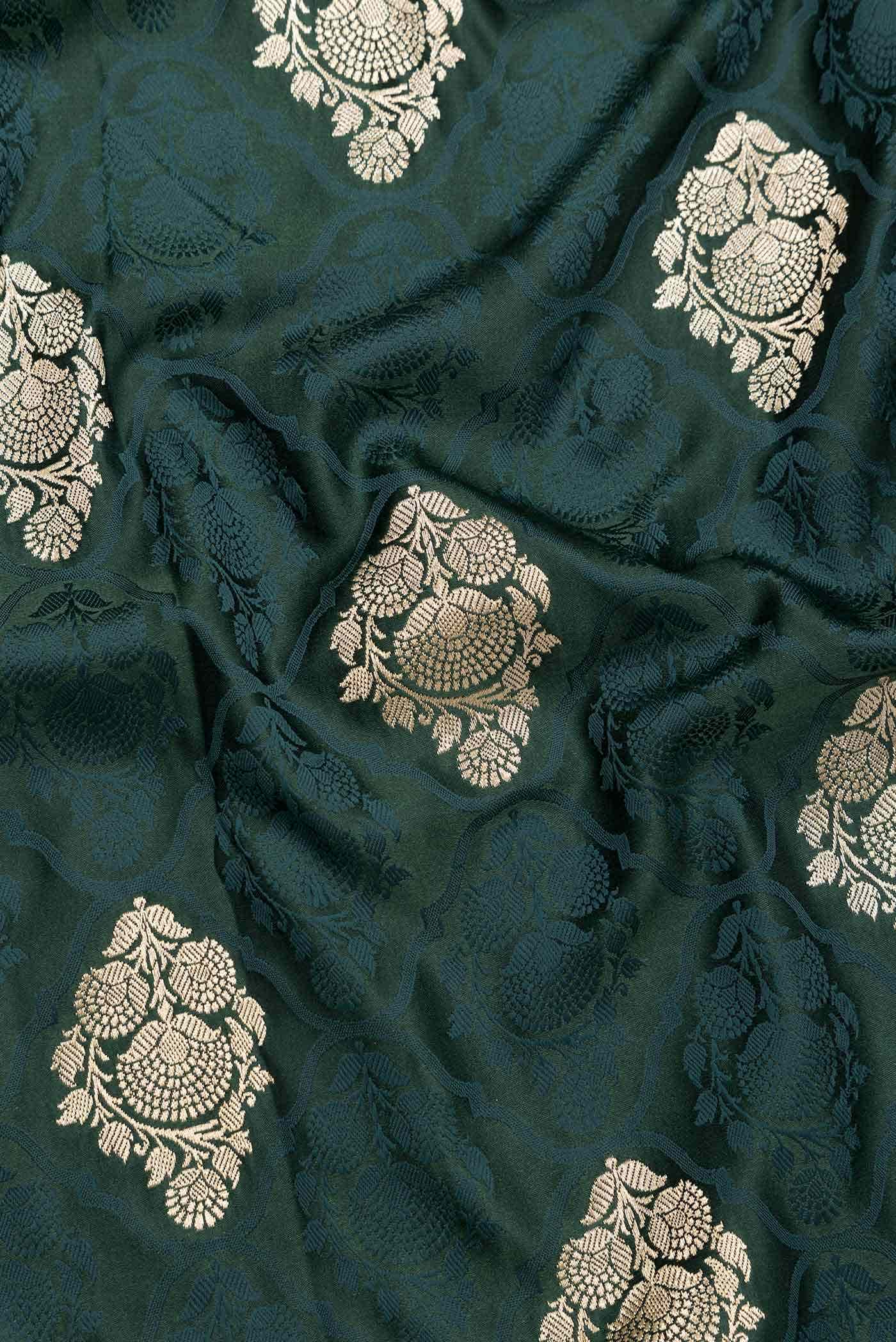 Bottle Green Dual Tone Blended Banarasi Silk Saree