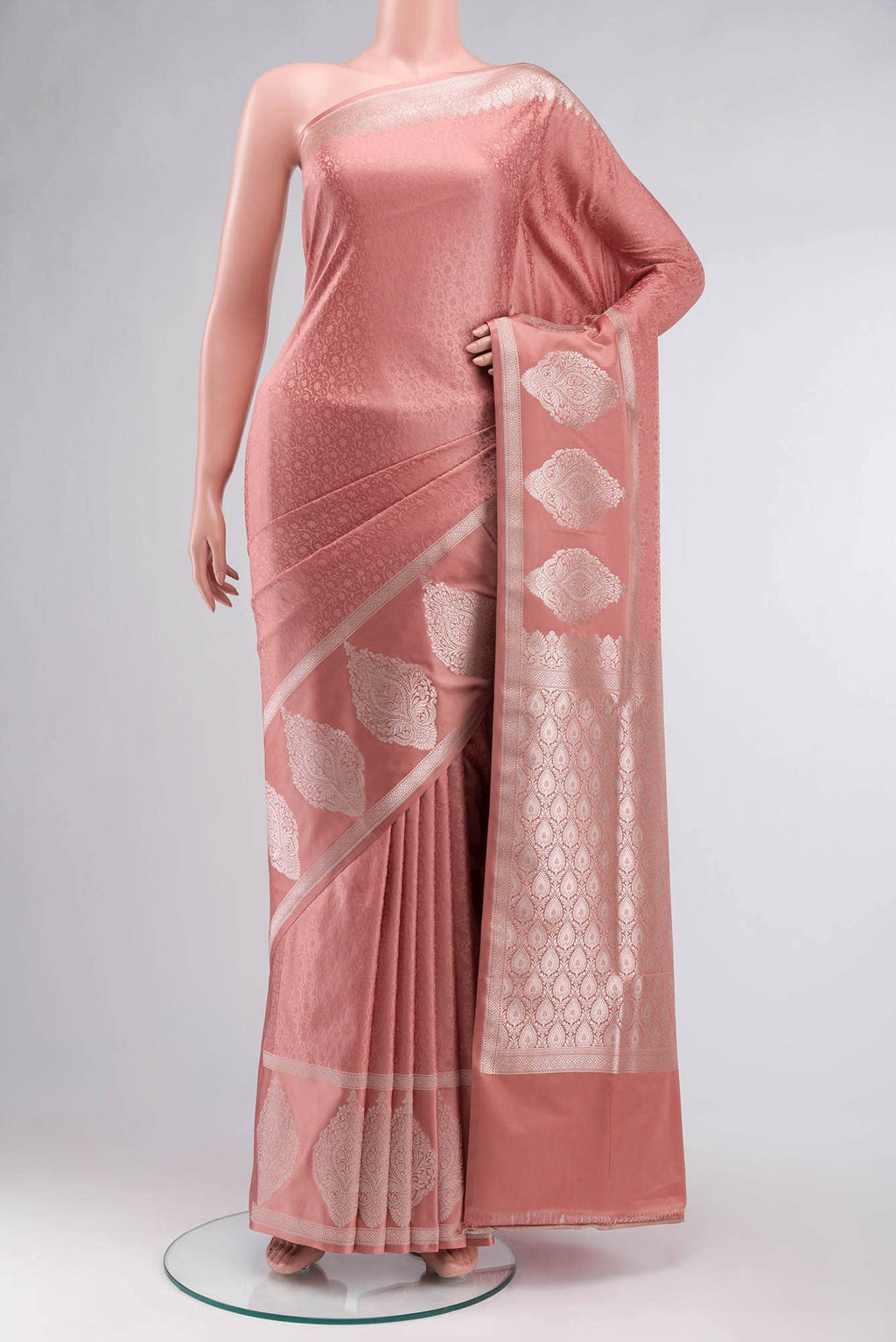 Peach Banarasi Silk Saree