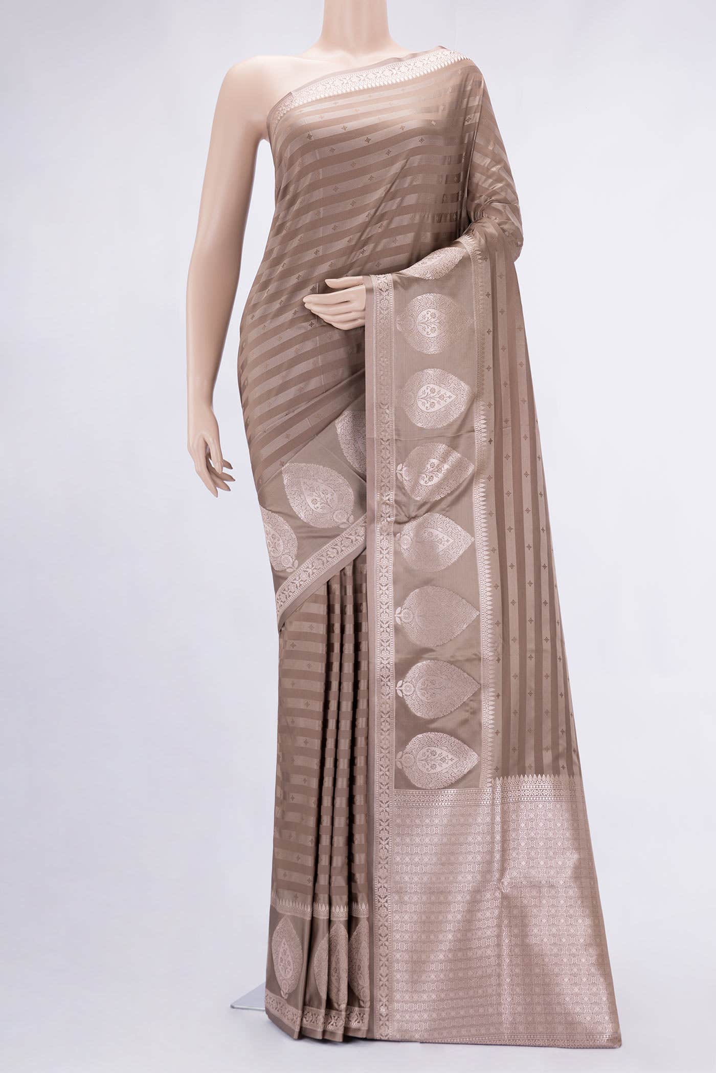 Brown Dual Tone Blended Banarasi Silk Saree