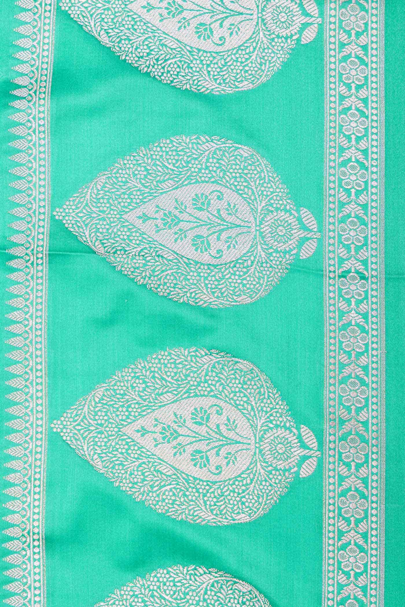 Sea Green Dual Tone Blended Banarasi Silk Saree