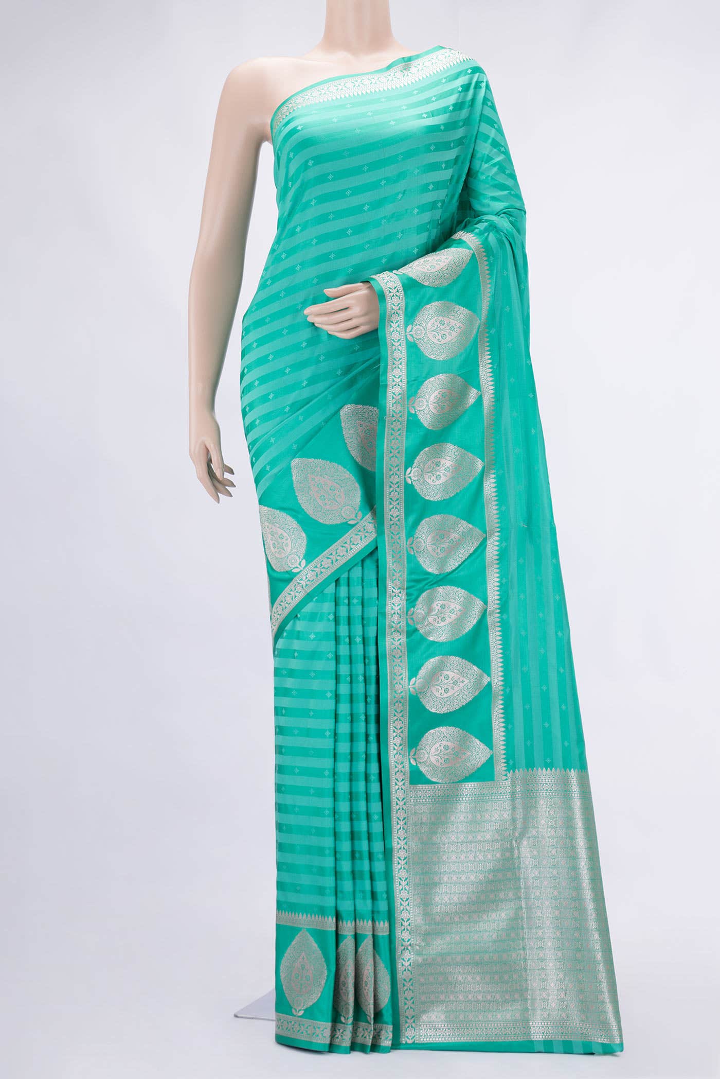 Sea Green Dual Tone Blended Banarasi Silk Saree