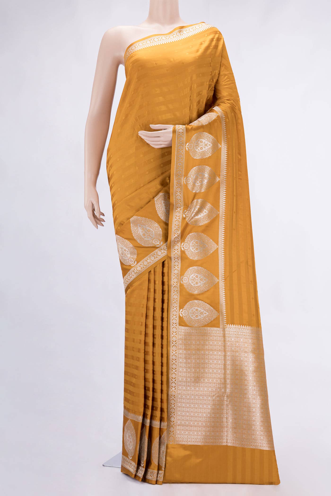 Mustard Dual Tone Blended Banarasi Silk Saree