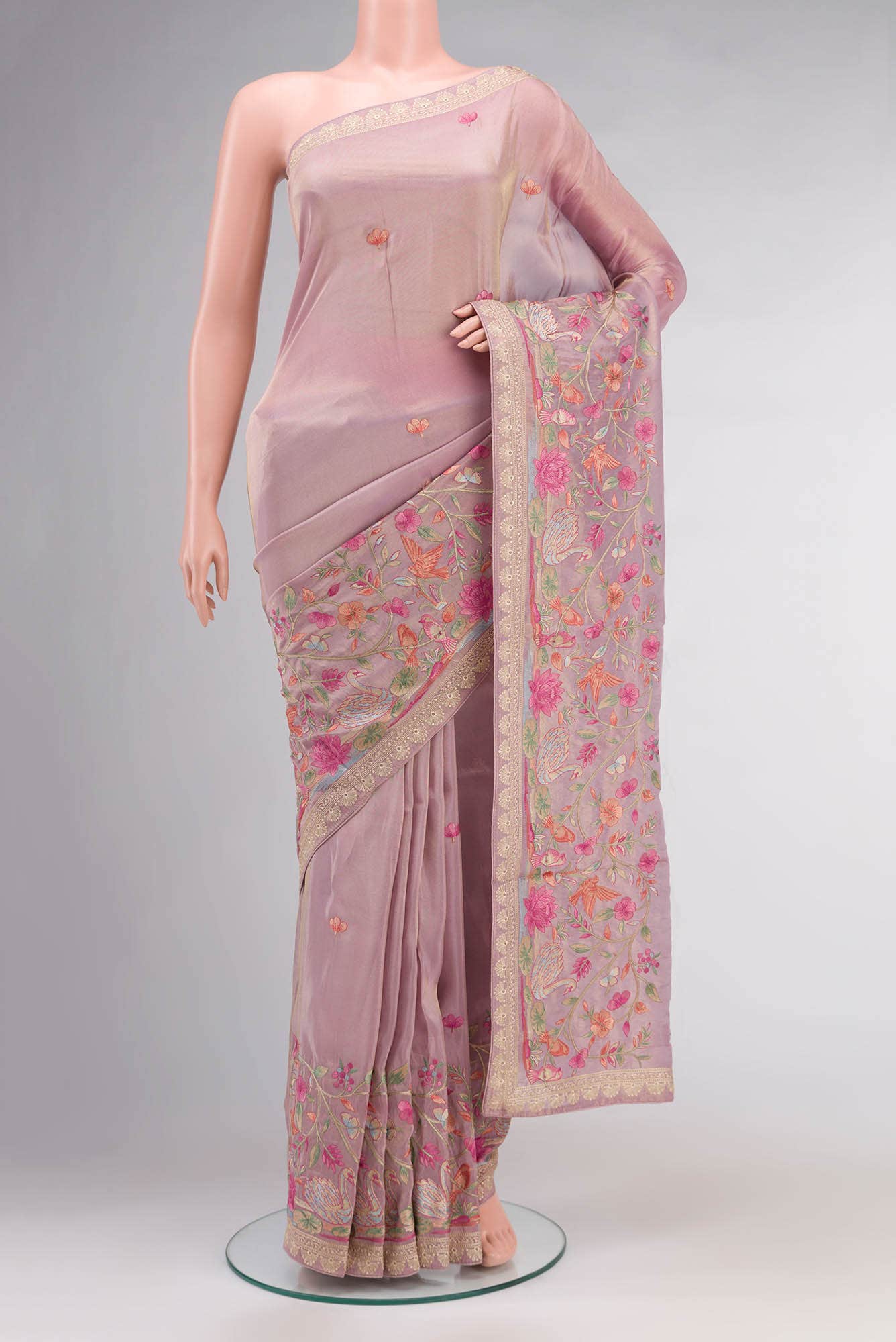 Lavender Crepe Saree