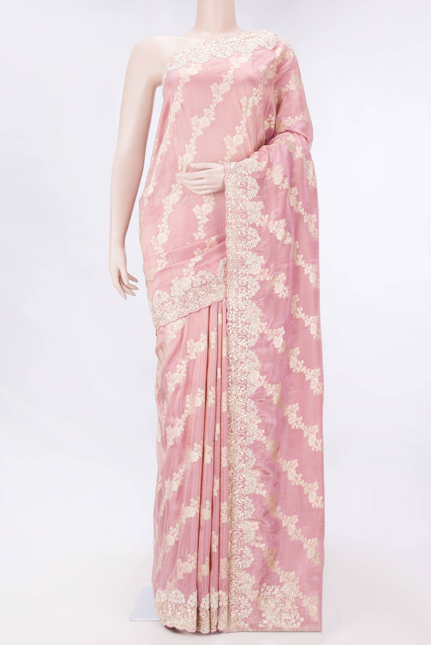 Pink Dual Tone Organza Silk Saree