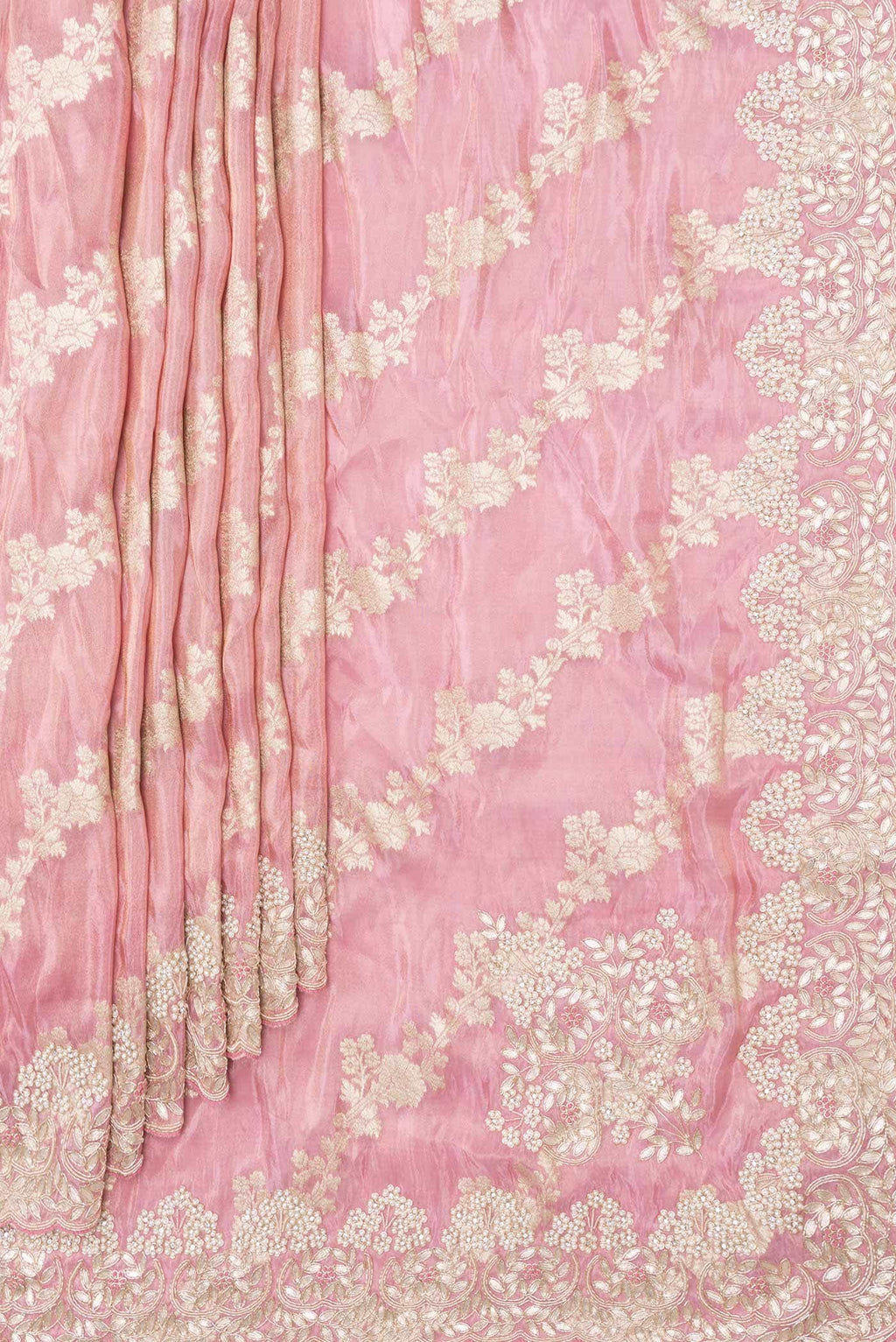 Pink Dual Tone Organza Silk Saree
