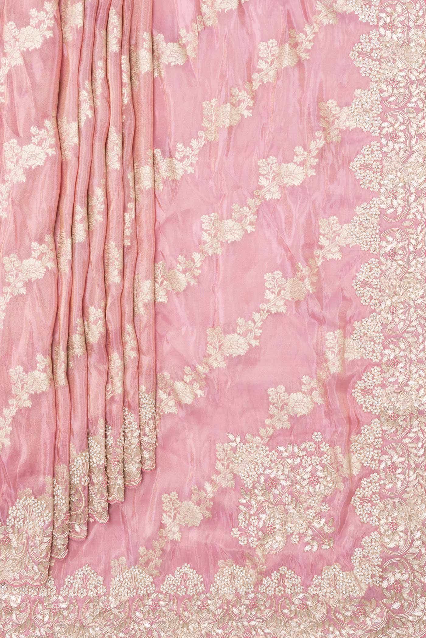 Pink Dual Tone Organza Silk Saree
