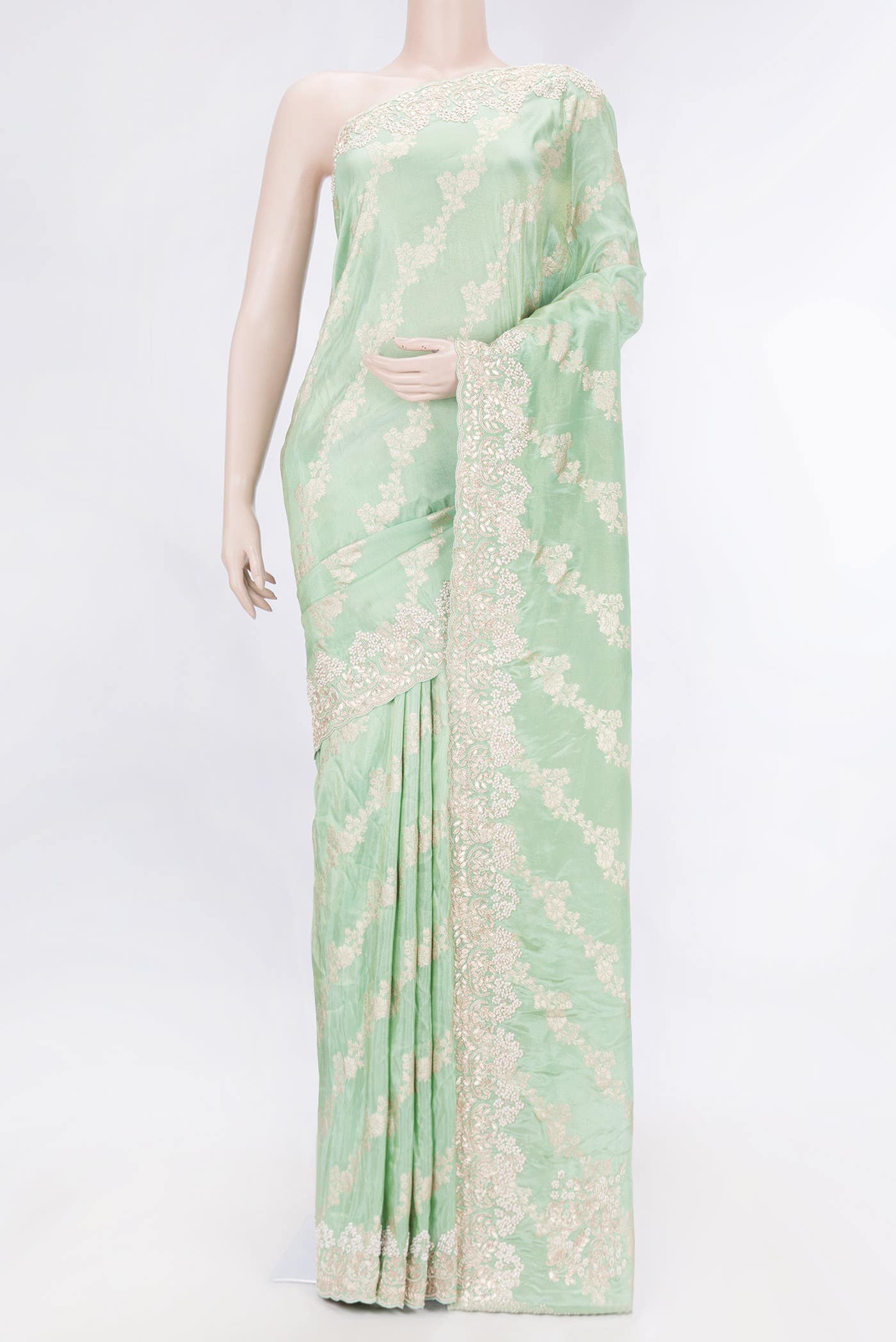 Sea Green Dual Tone Blended Organza Silk Saree
