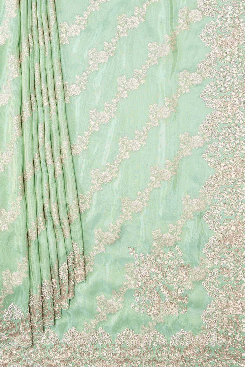 Sea Green Dual Tone Blended Organza Silk Saree