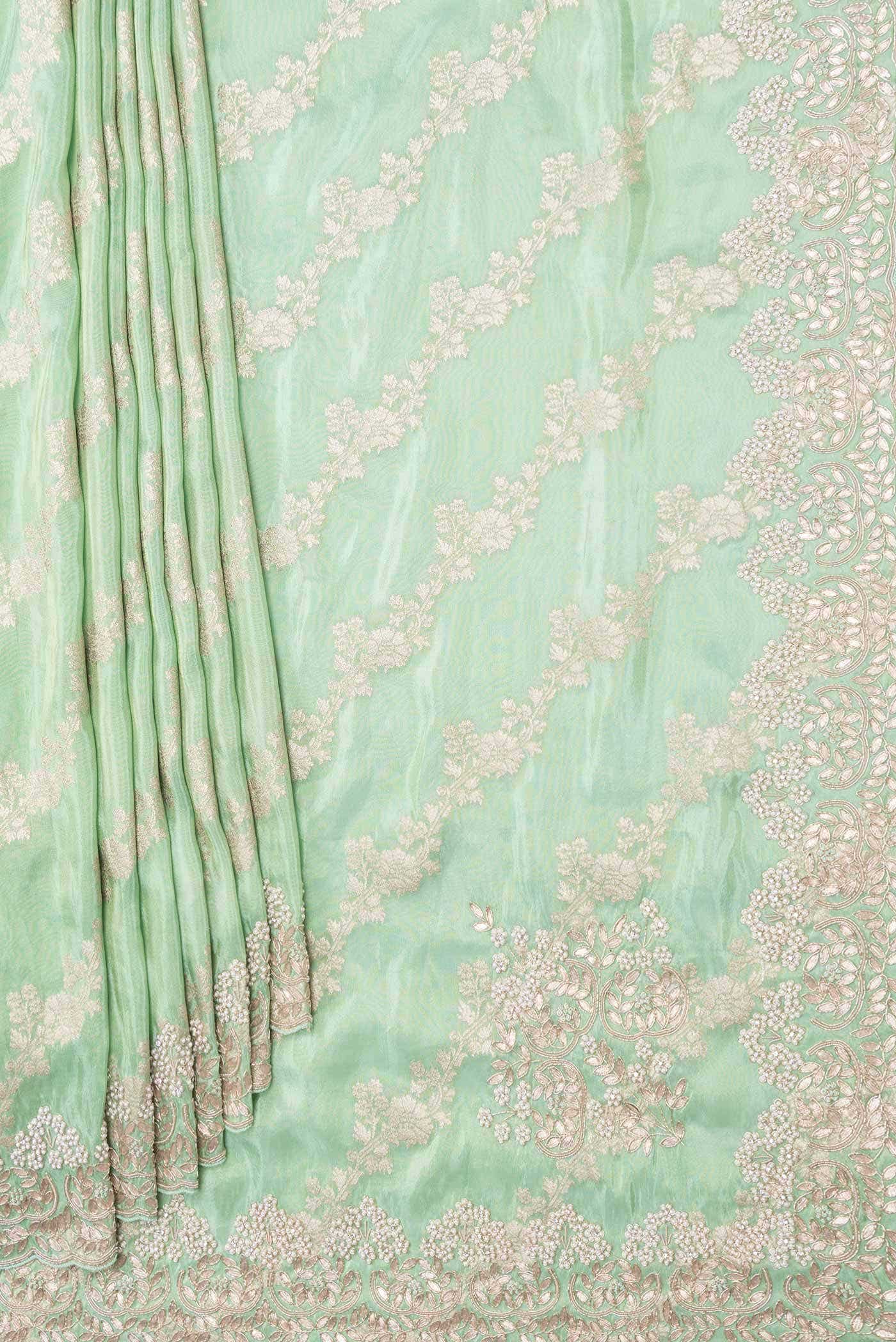 Sea Green Dual Tone Blended Organza Silk Saree