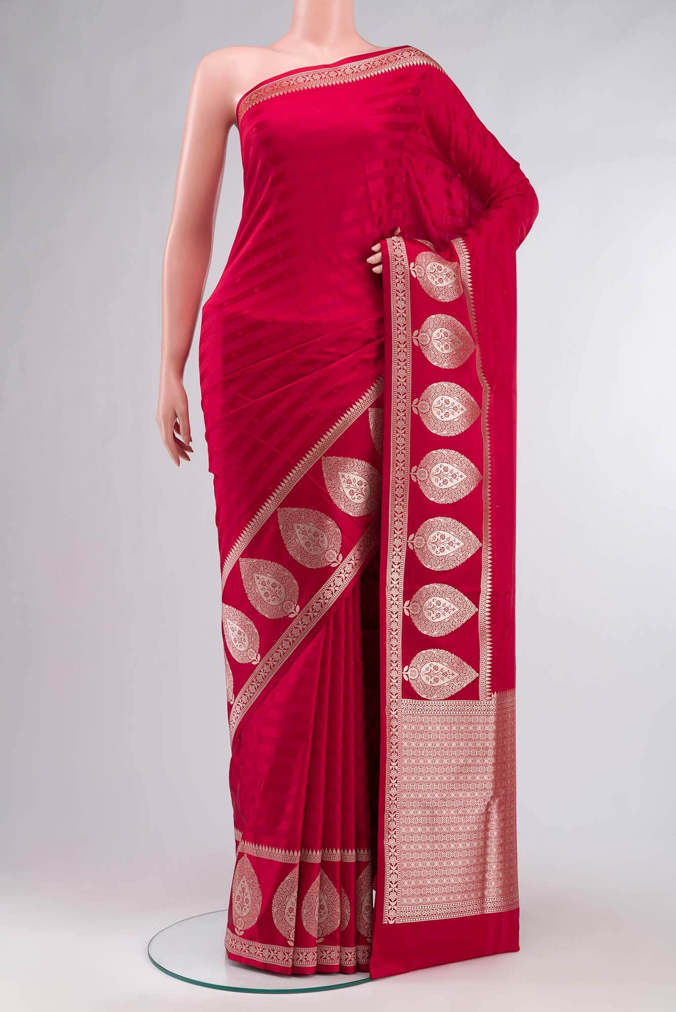 Deep Red Blended Banarasi Silk Saree