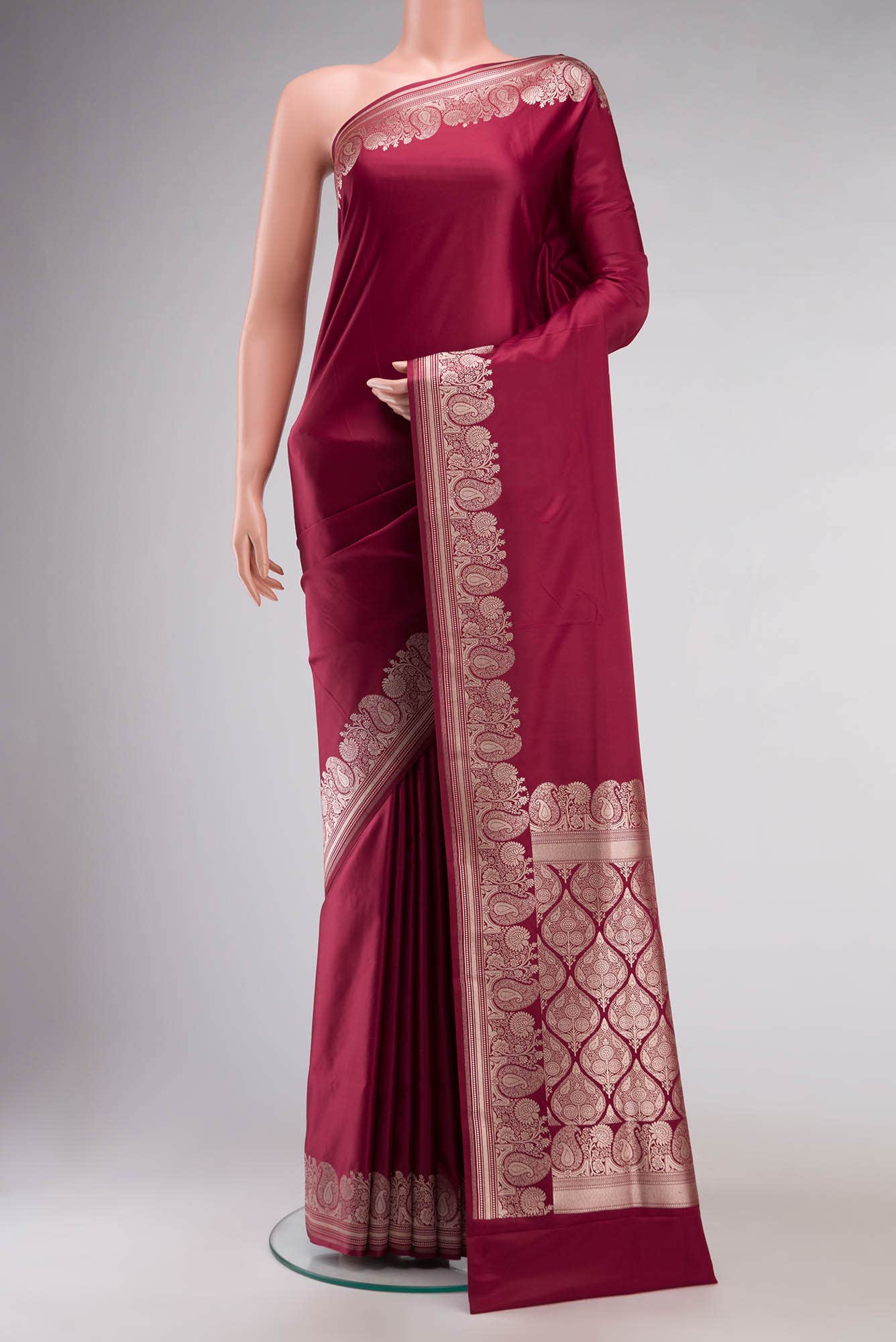 Maroon Blended Banarasi Silk Saree