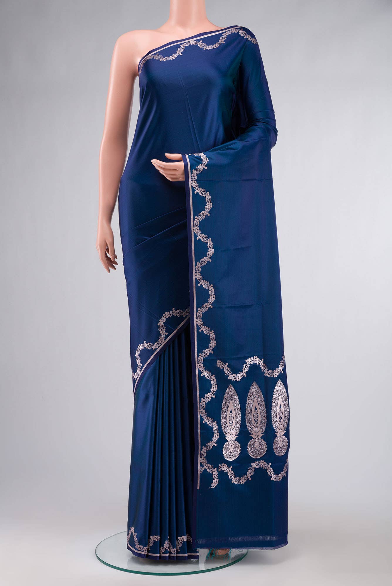 Blue Blended Banarasi Silk Saree