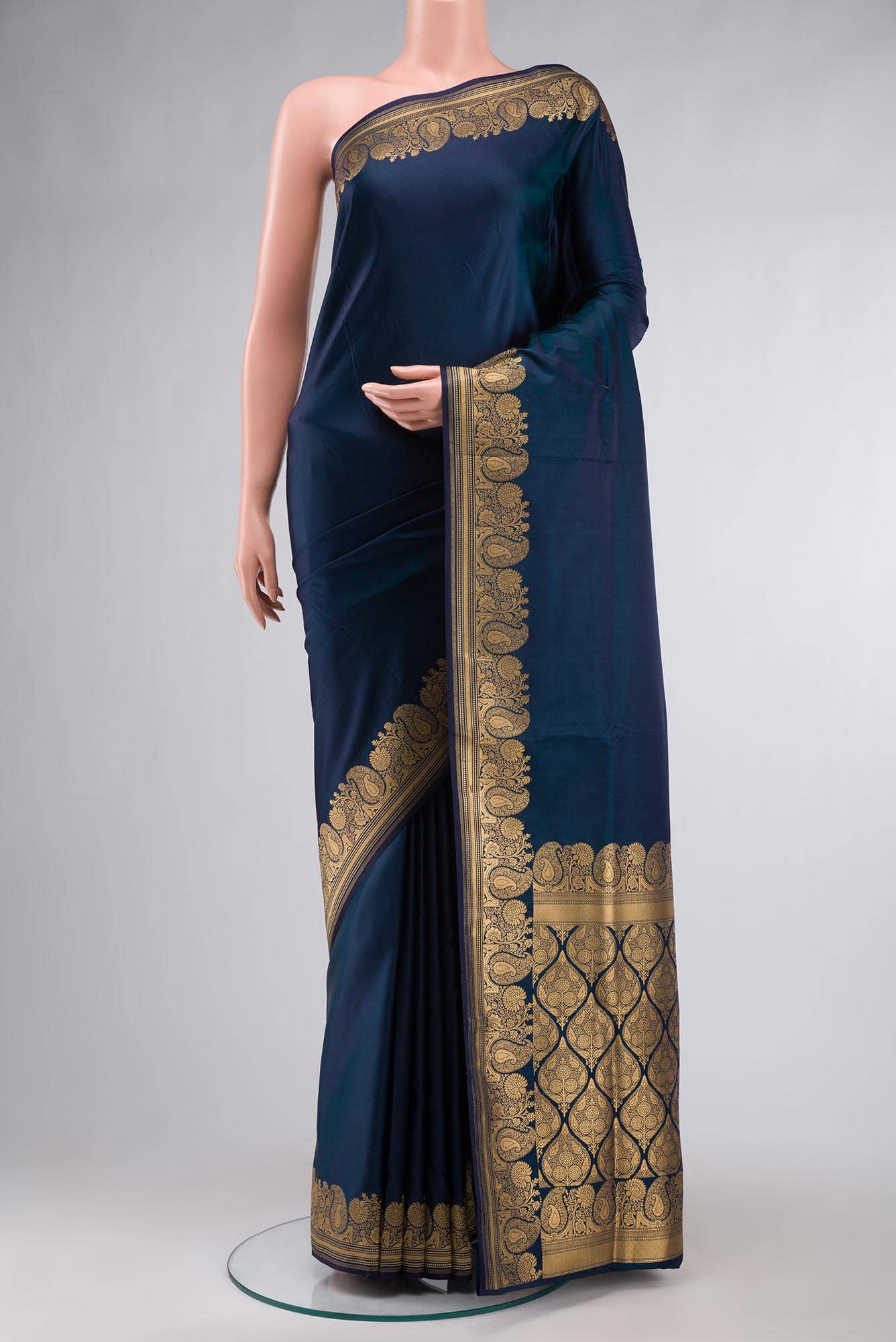 Blue Blended Banarasi Silk Saree