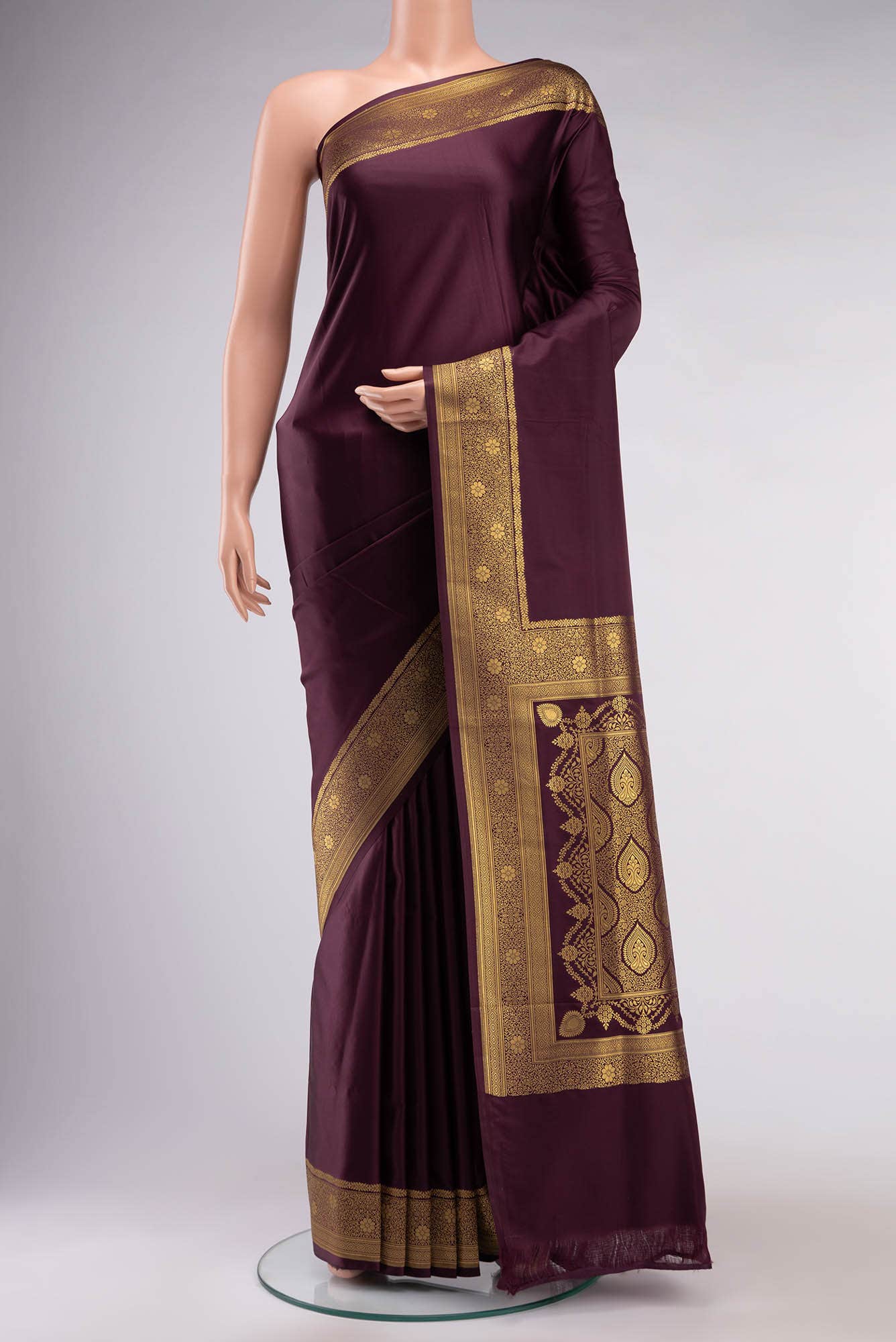 Brown Blended Banarasi Silk Saree