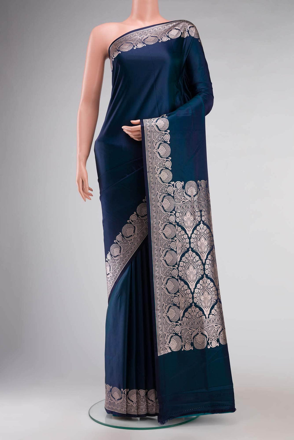 Blue Blended Banarasi Silk Saree