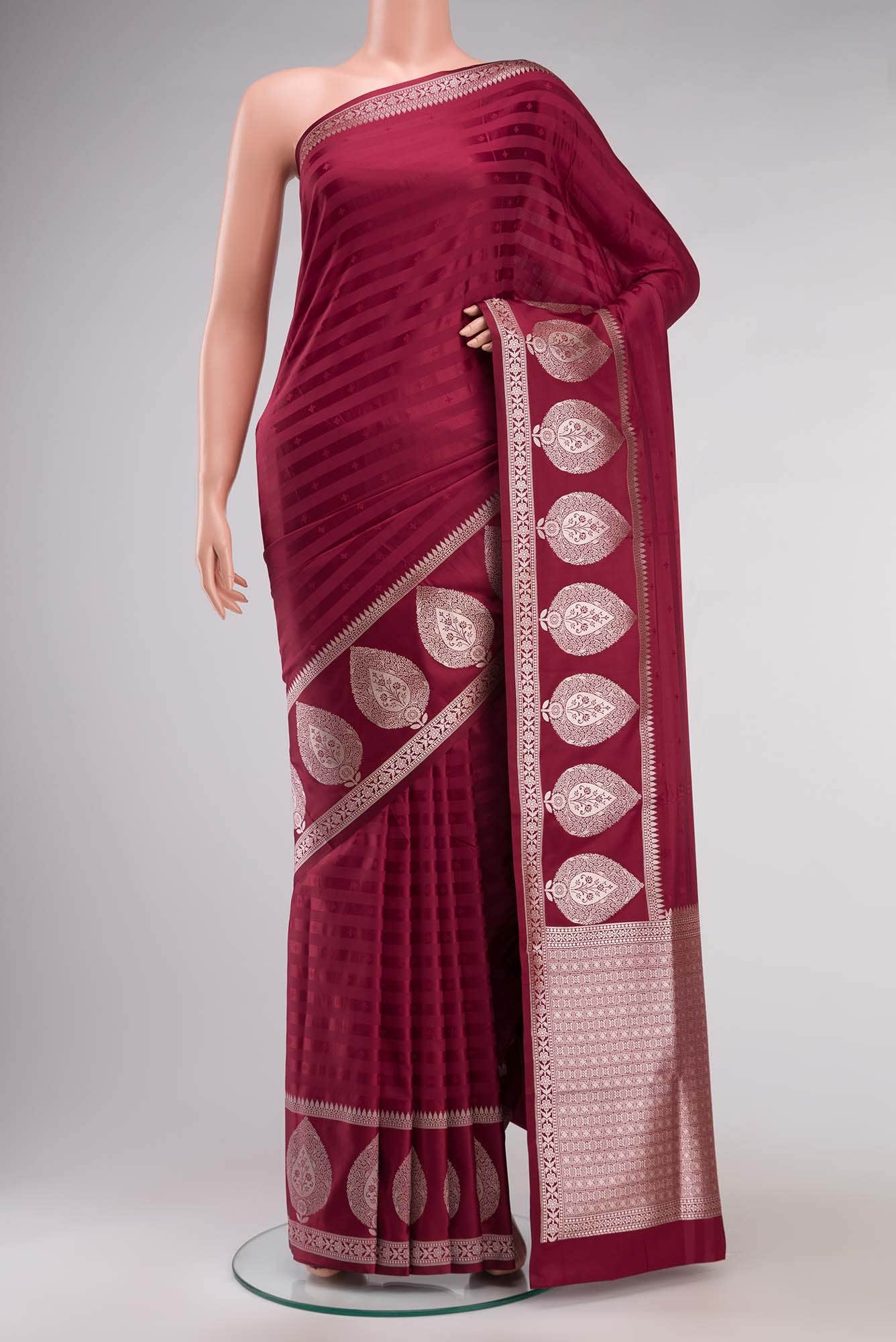Maroon Blended Banarasi Silk Saree