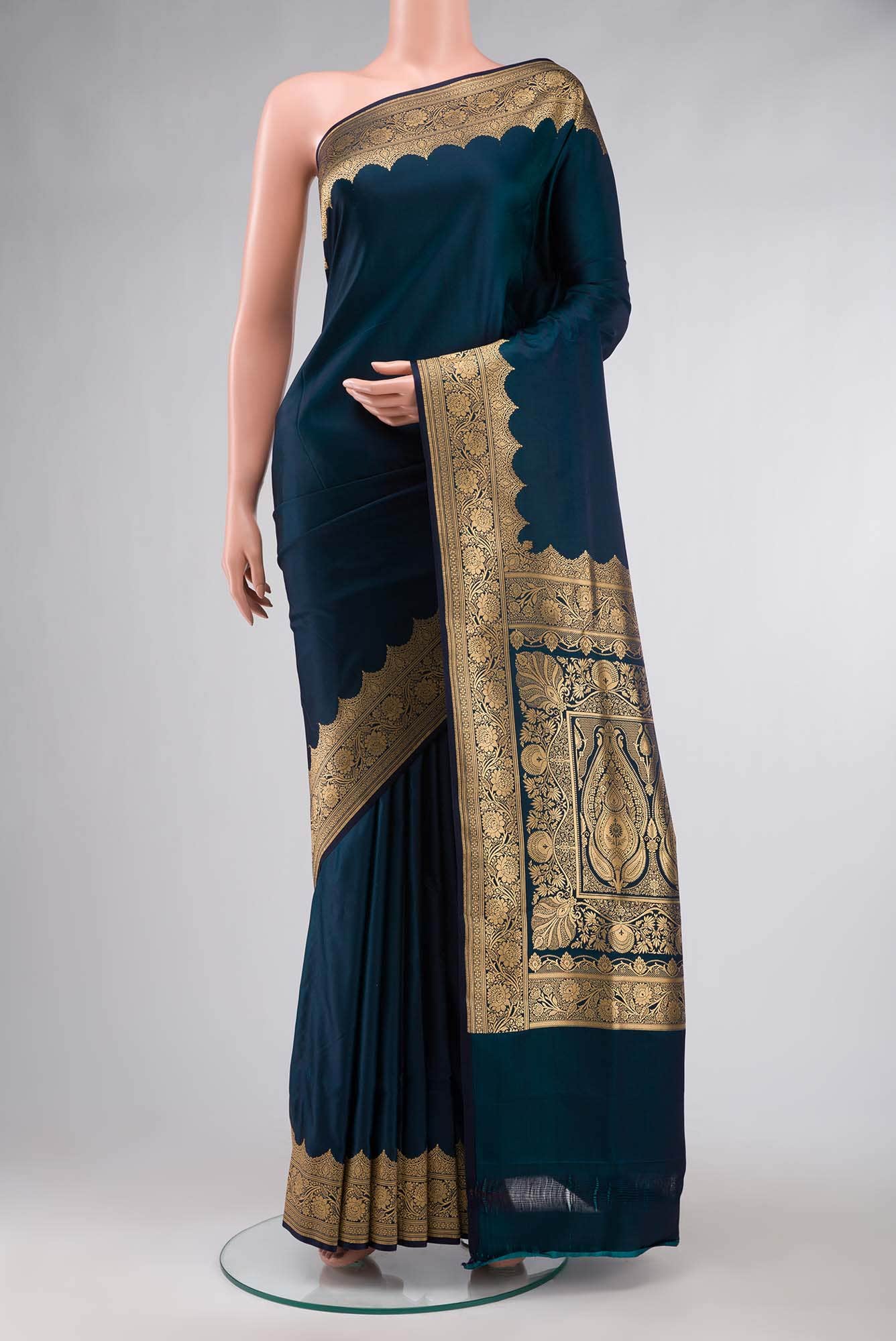 Blue Blended Banarasi Silk Saree