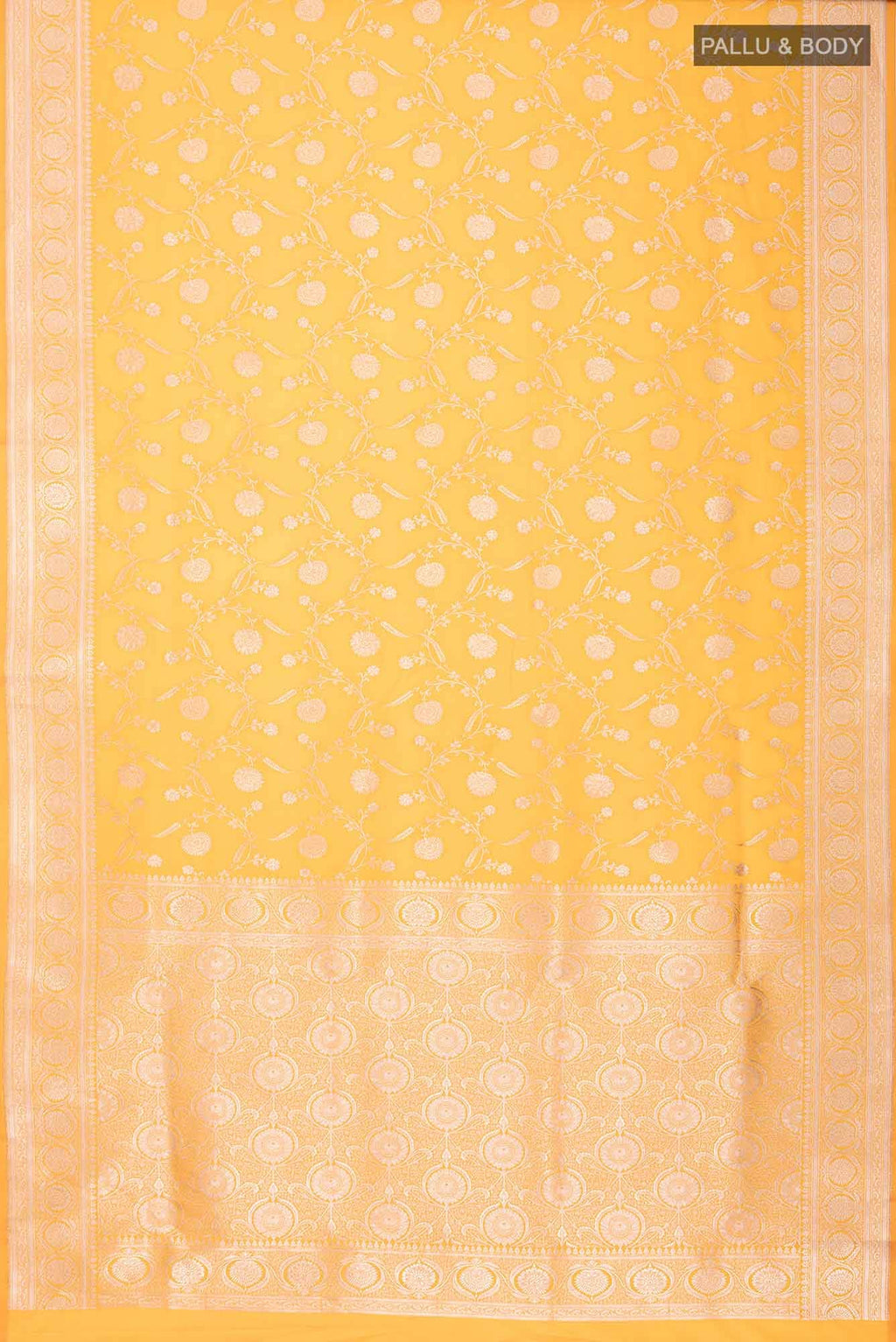 Yellow Blended Banarasi Silk Saree