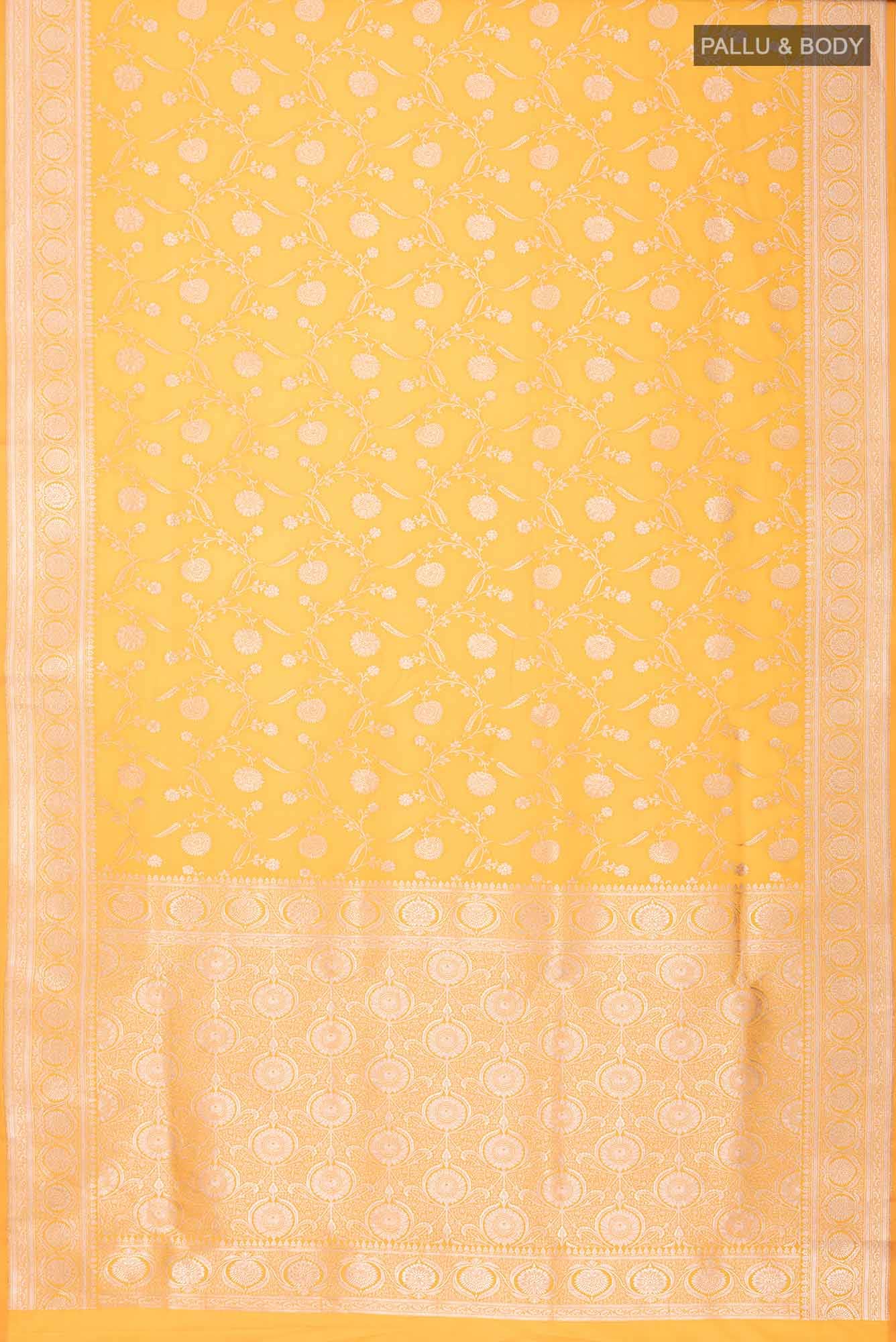 Yellow Blended Banarasi Silk Saree