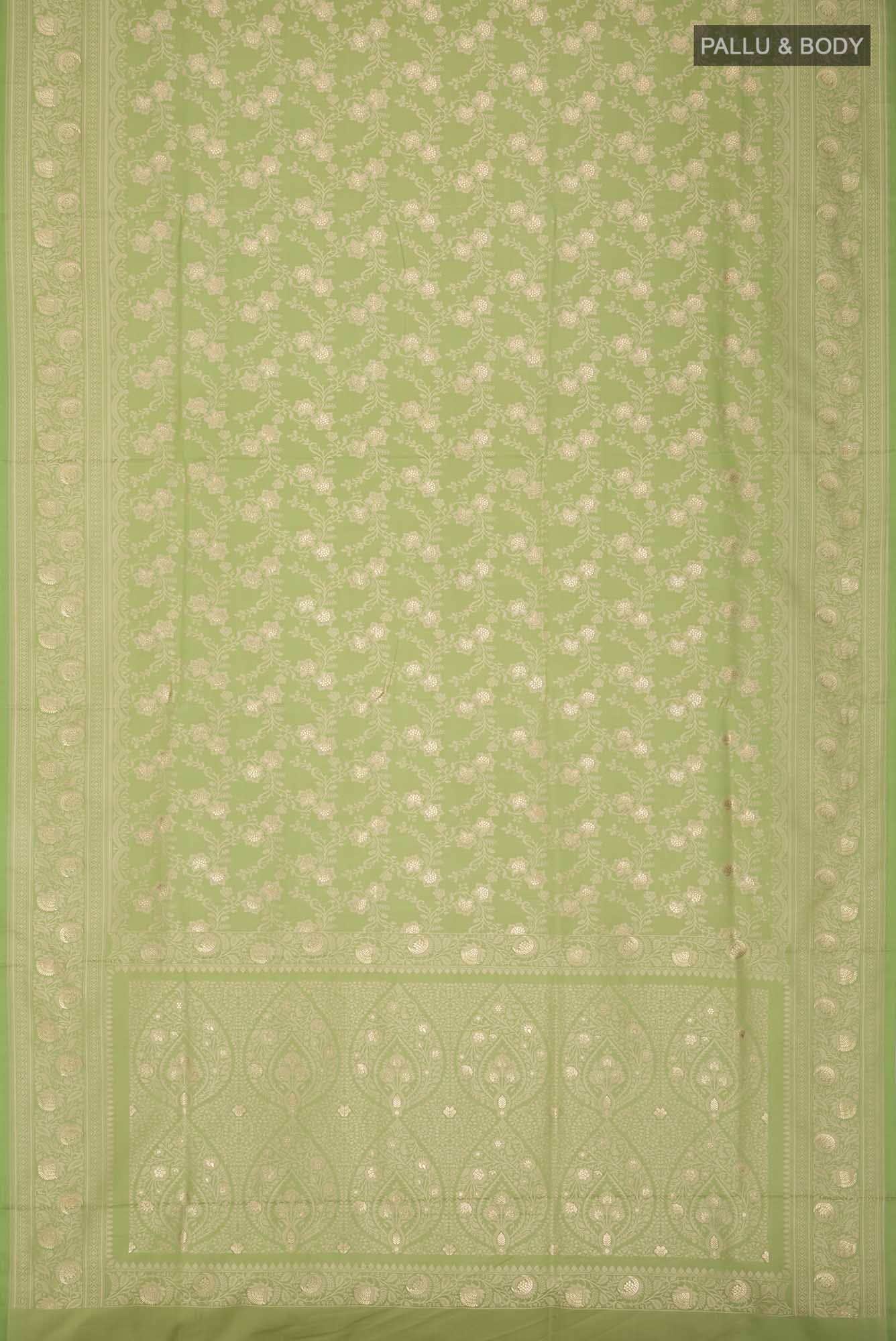 Pista Green Blended Banarasi Silk Saree