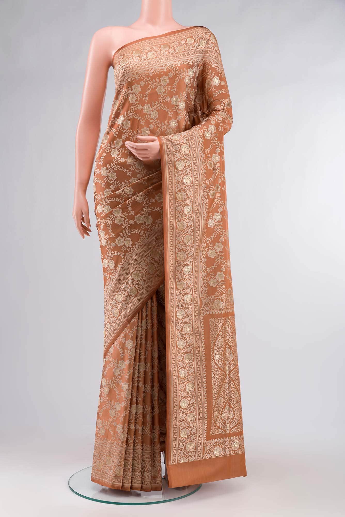 Brown Blended Banarasi Silk Saree
