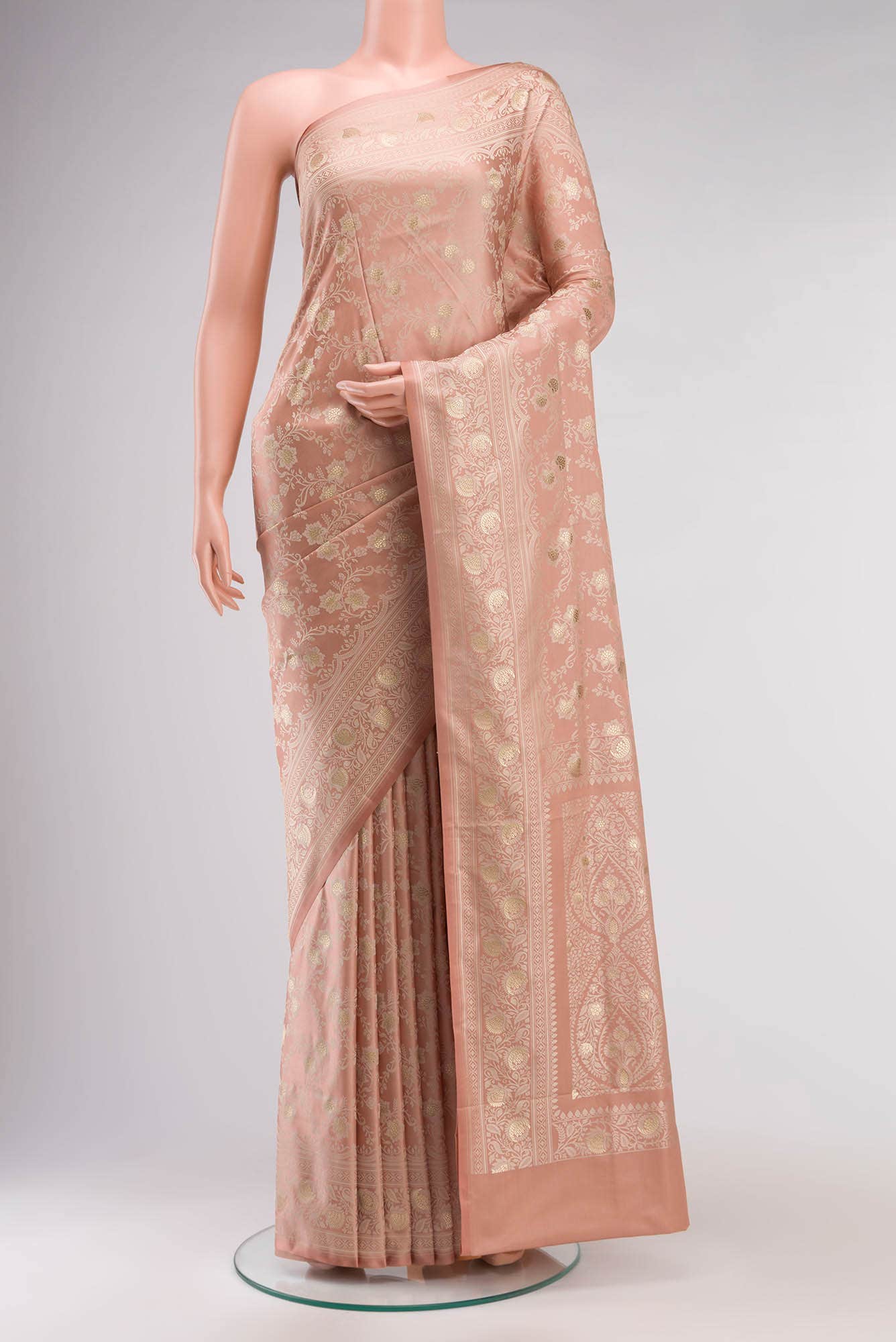 Peach Blended Banarasi Silk Saree