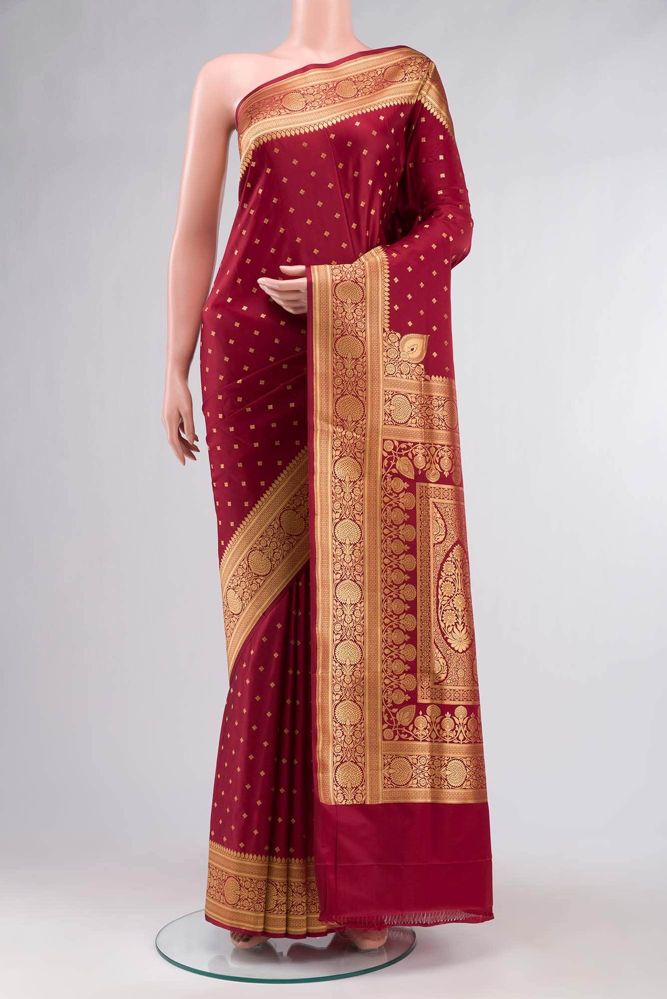 Maroon Blended Banarasi Silk Saree