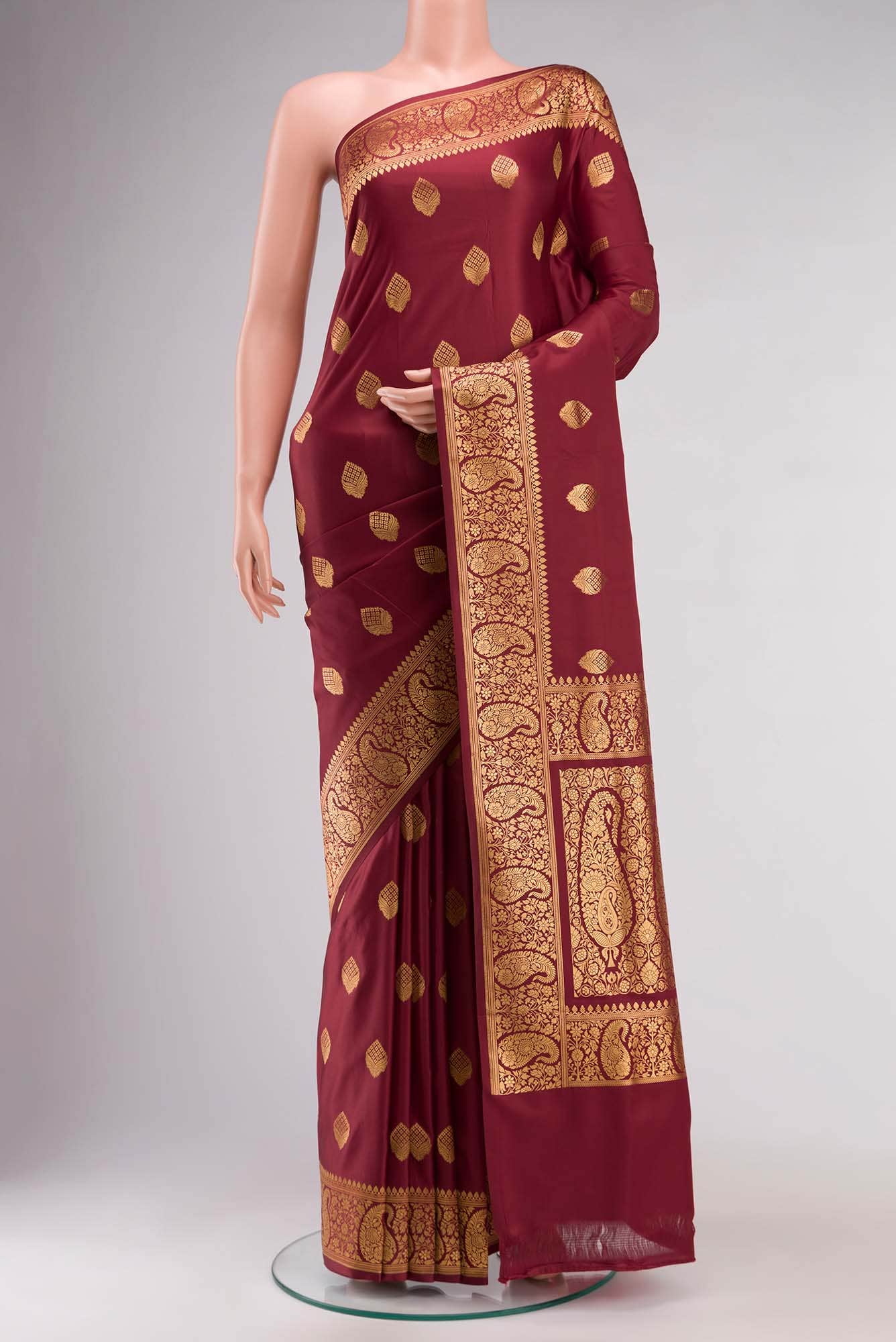 Maroon Blended Banarasi Silk Saree