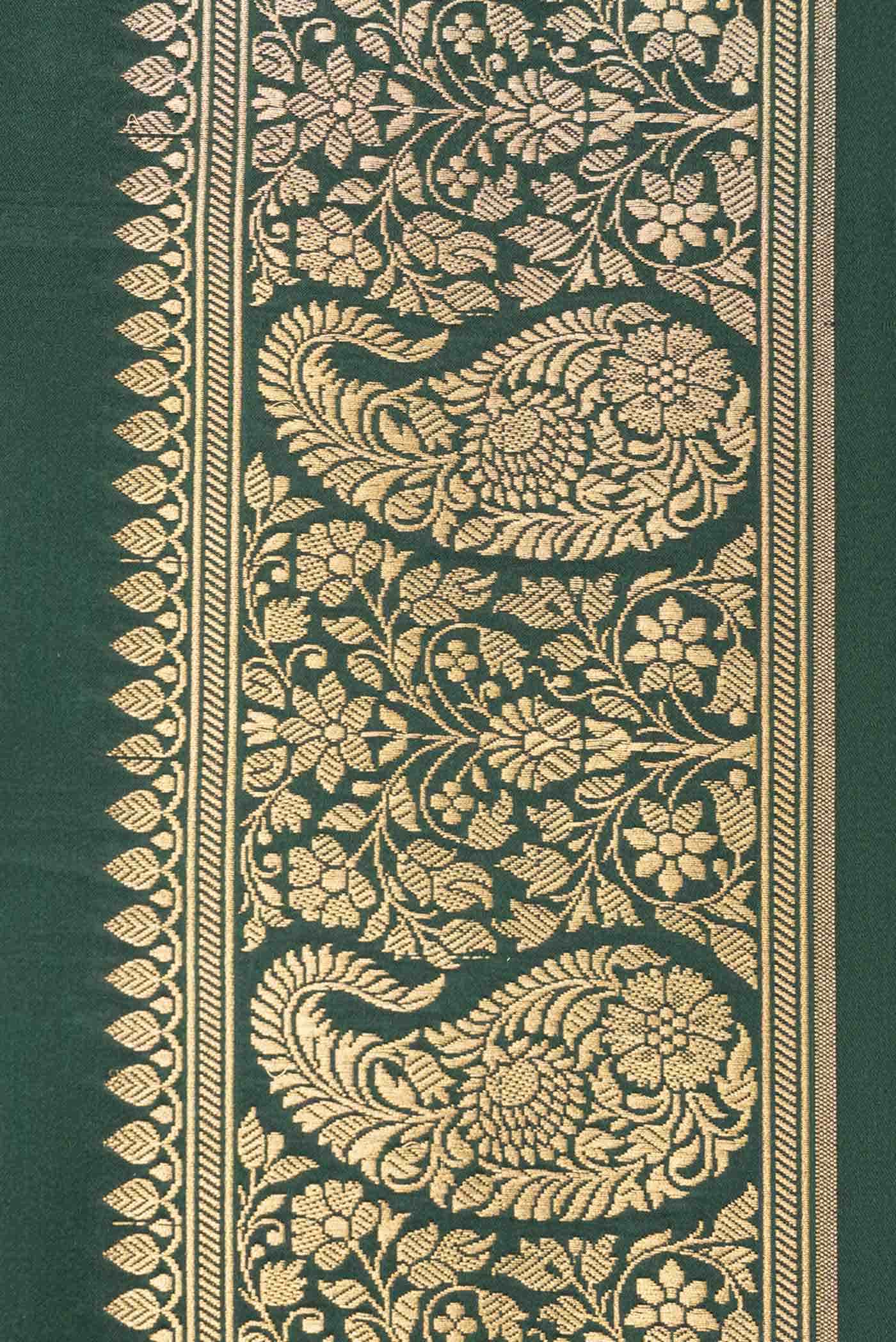 Bottle Green Dual Tone Blended Banarasi Silk Saree