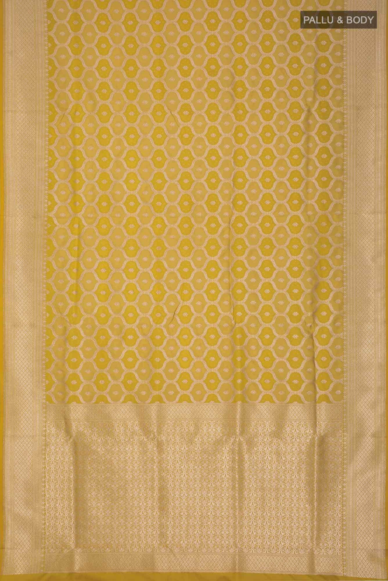 Yellow Blended Banarasi Silk Saree