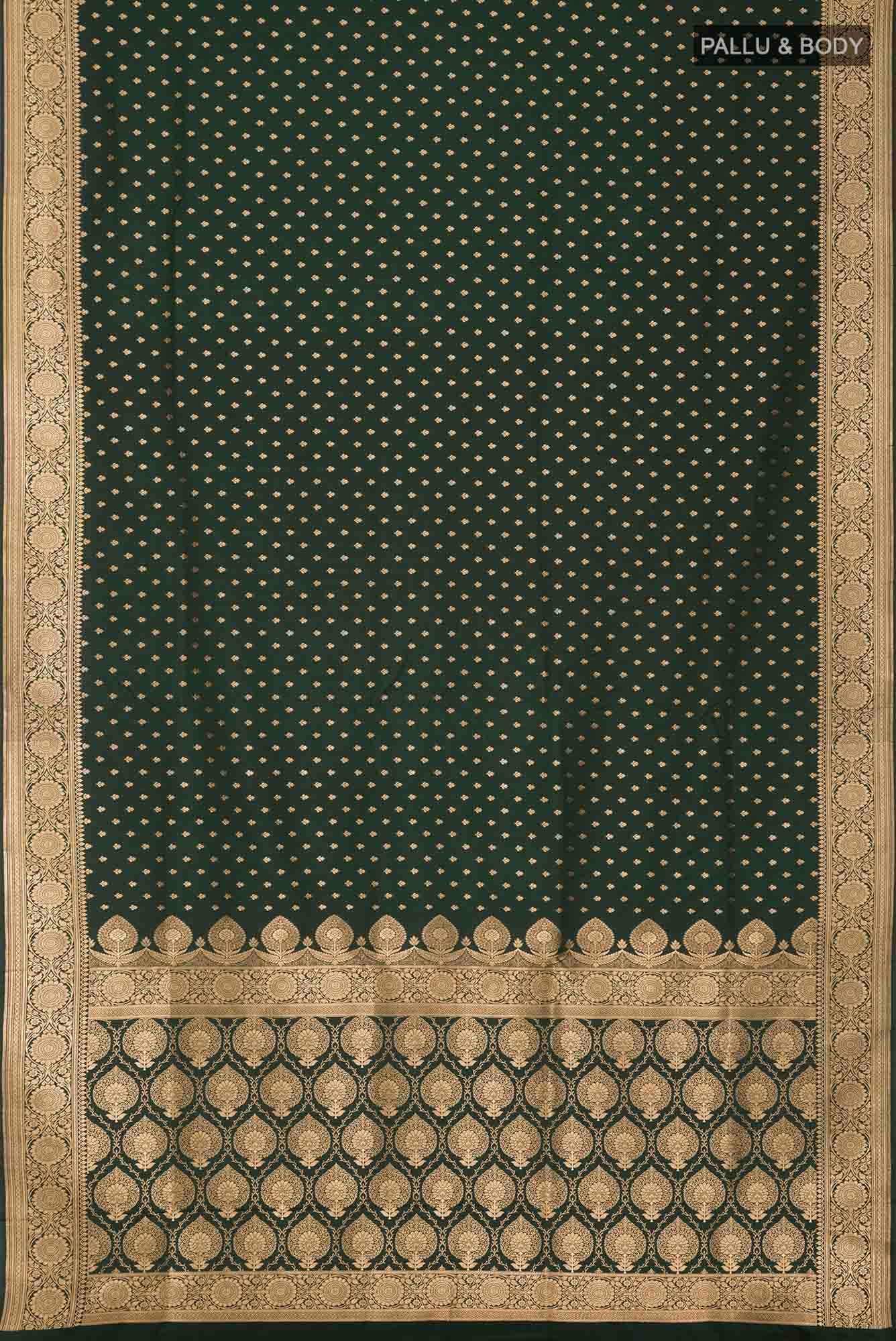 Bottle Green Blended Banarasi Silk Saree