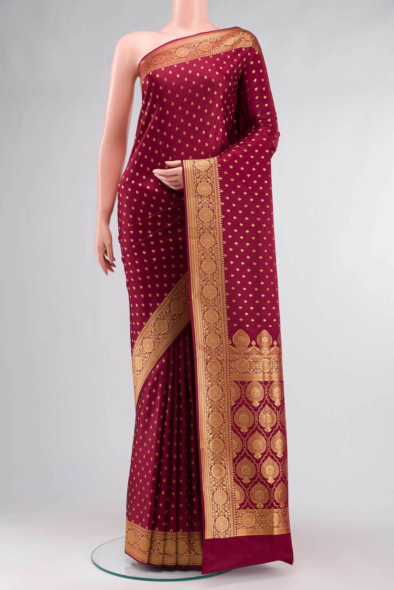 Maroon Blended Banarasi Silk Saree