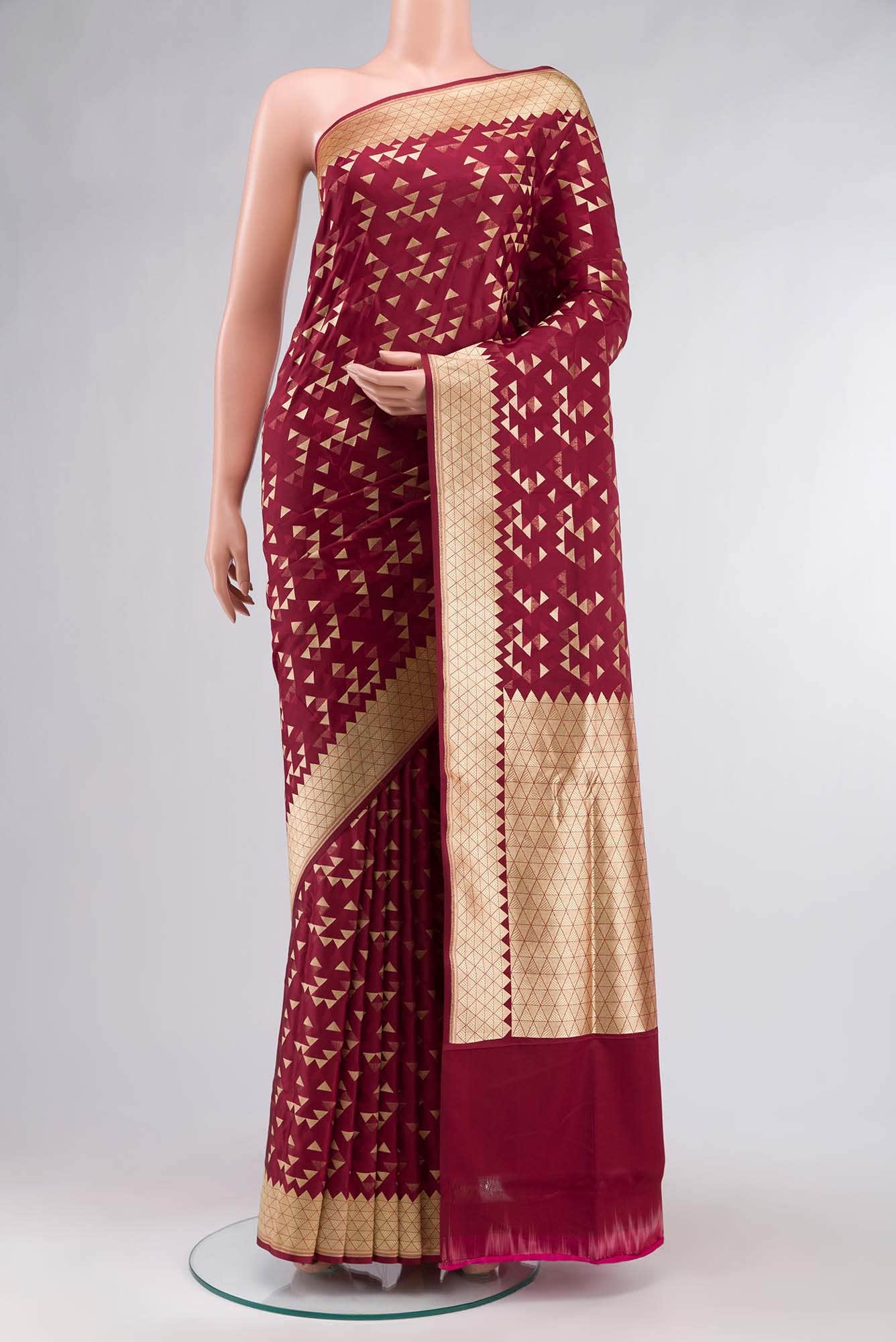 Maroon Blended Banarasi Silk Saree