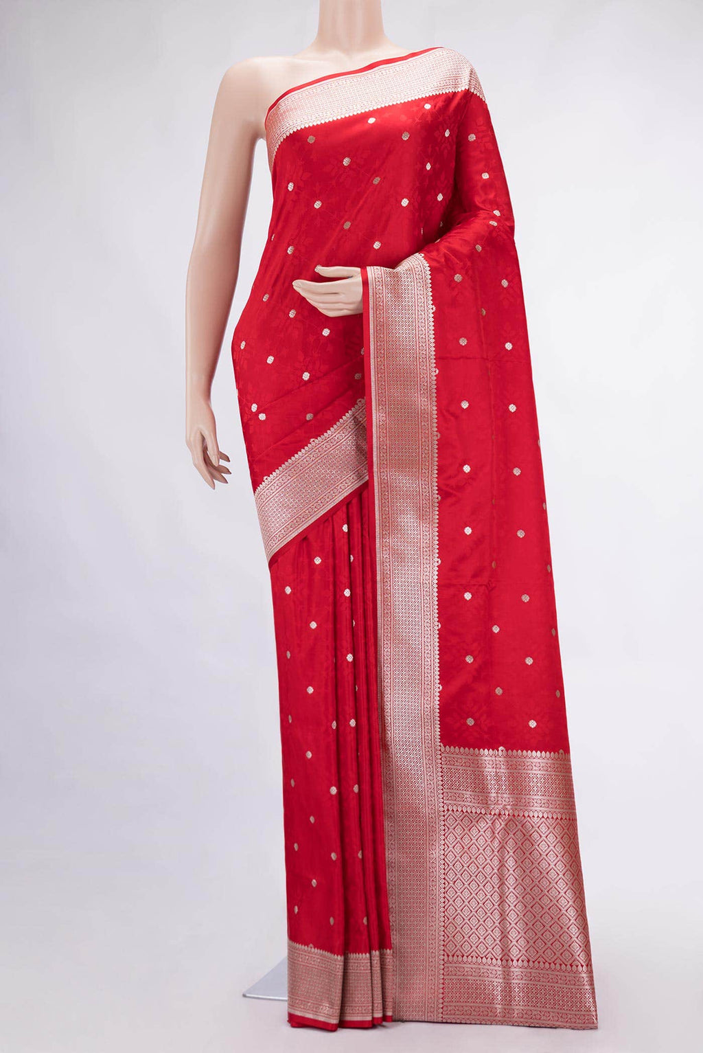 Red Dual Tone Blended Banarasi Silk Saree