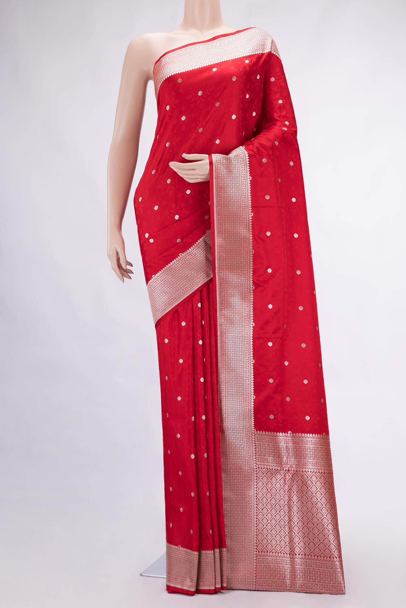 Red Dual Tone Blended Banarasi Silk Saree