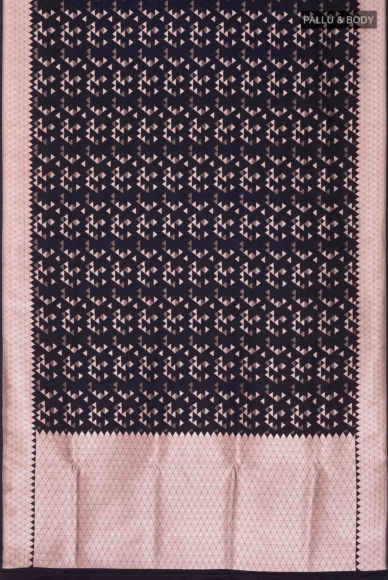 Navy Blue Blended Banarasi Silk Saree