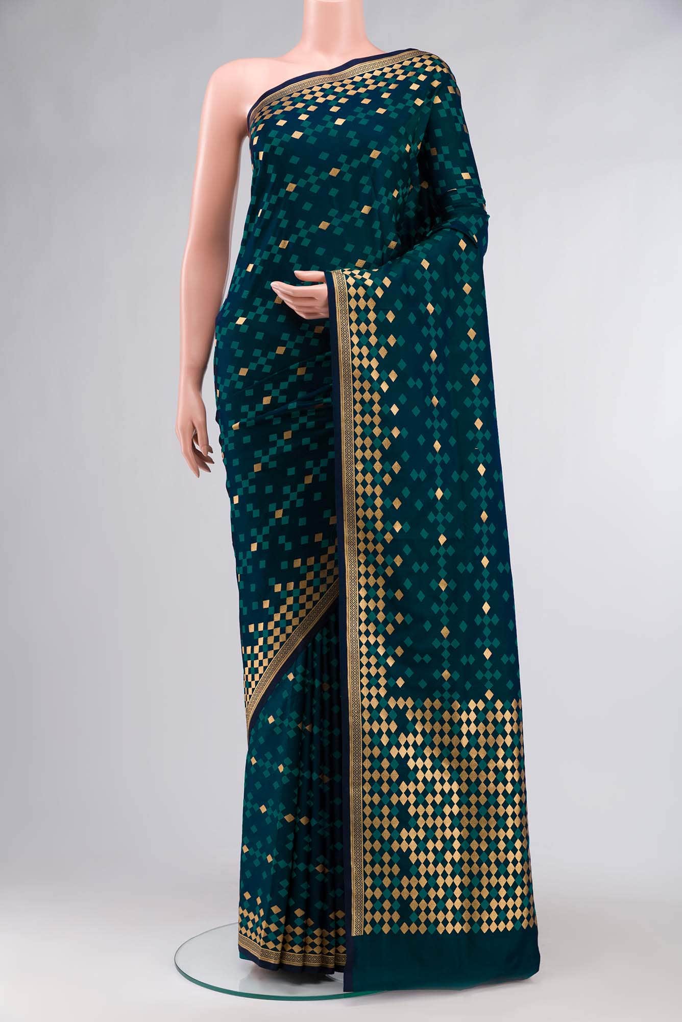 Blue Blended Banarasi Silk Saree