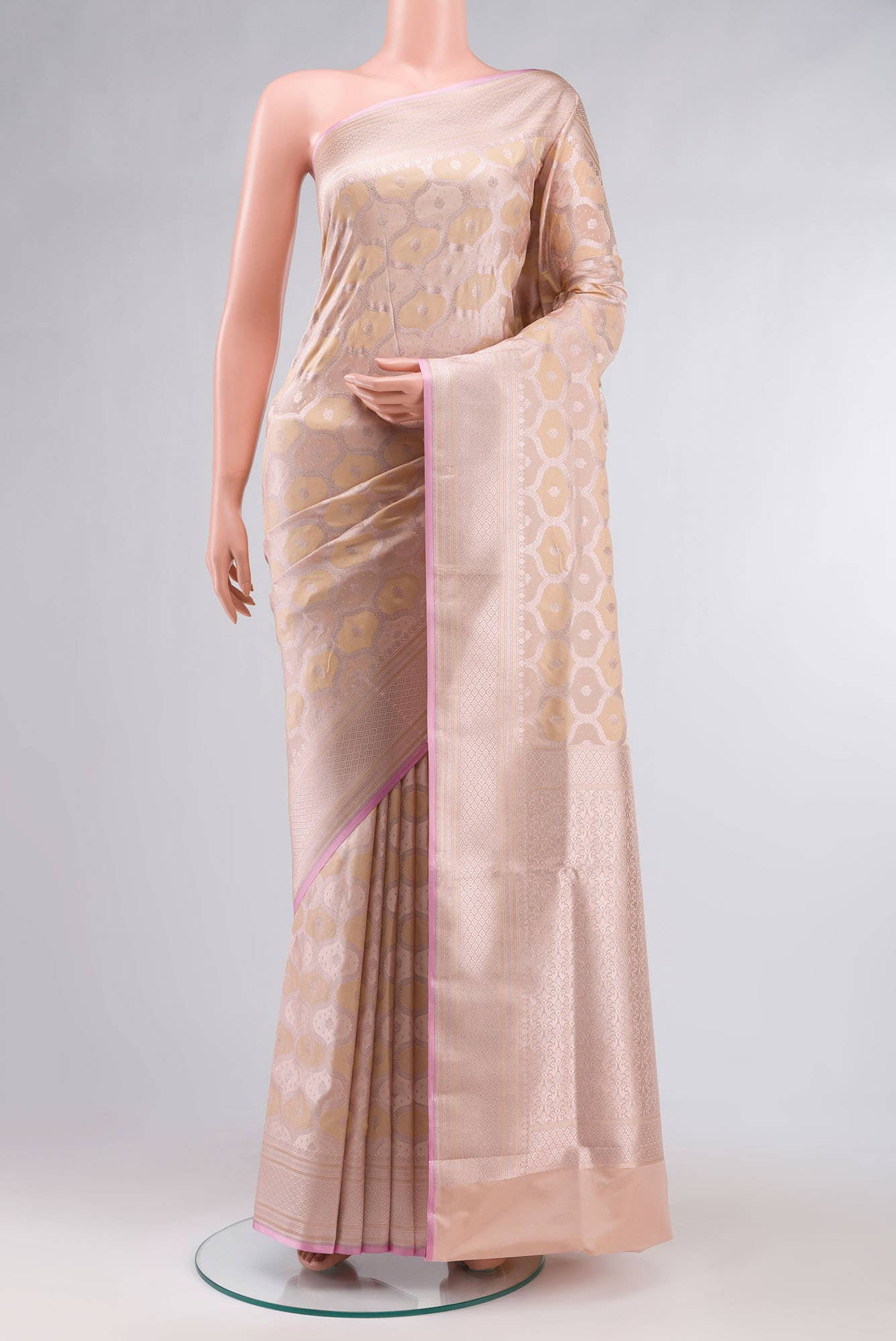 Beige Blended Banarasi Silk Saree