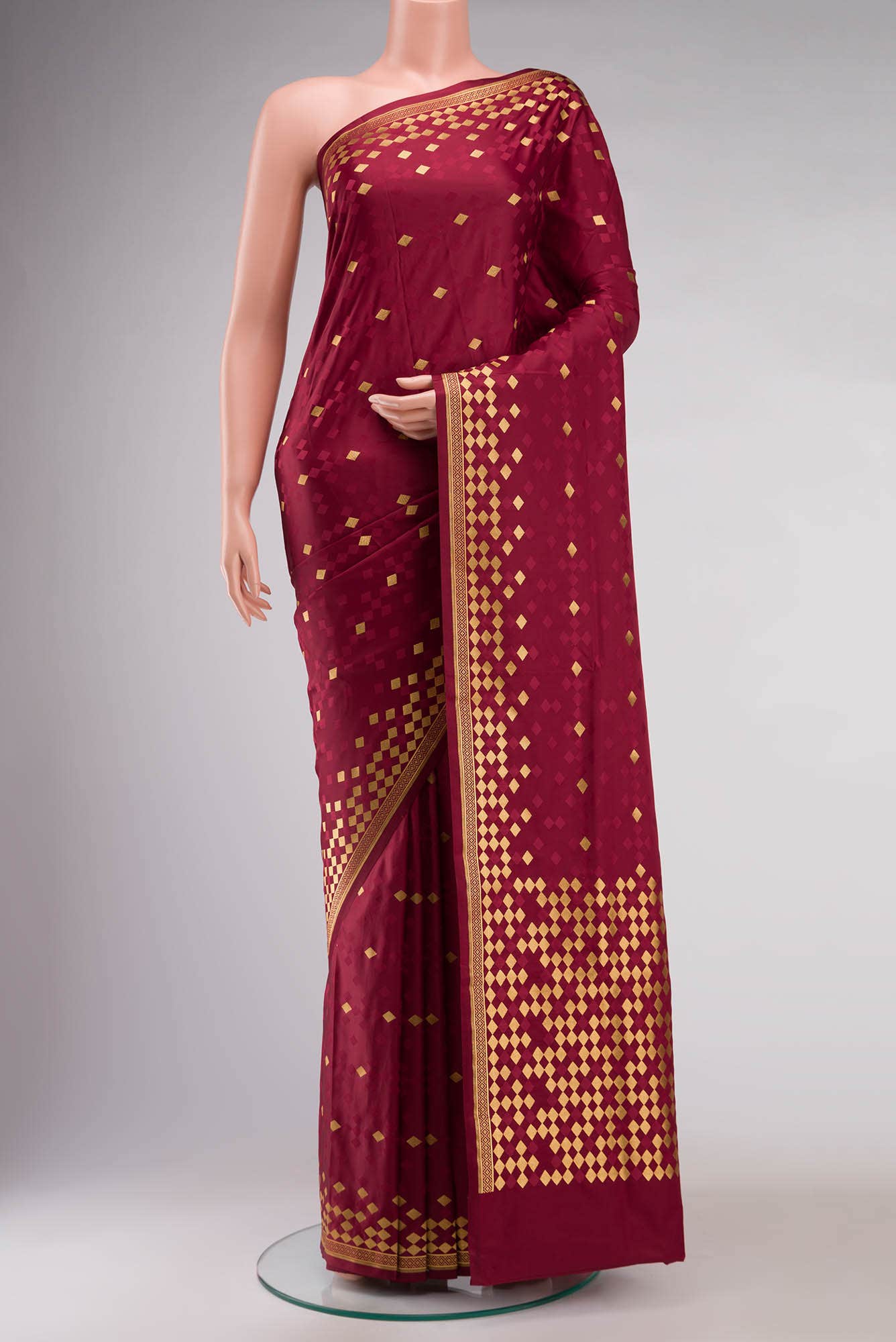 Maroon Blended Banarasi Silk Saree