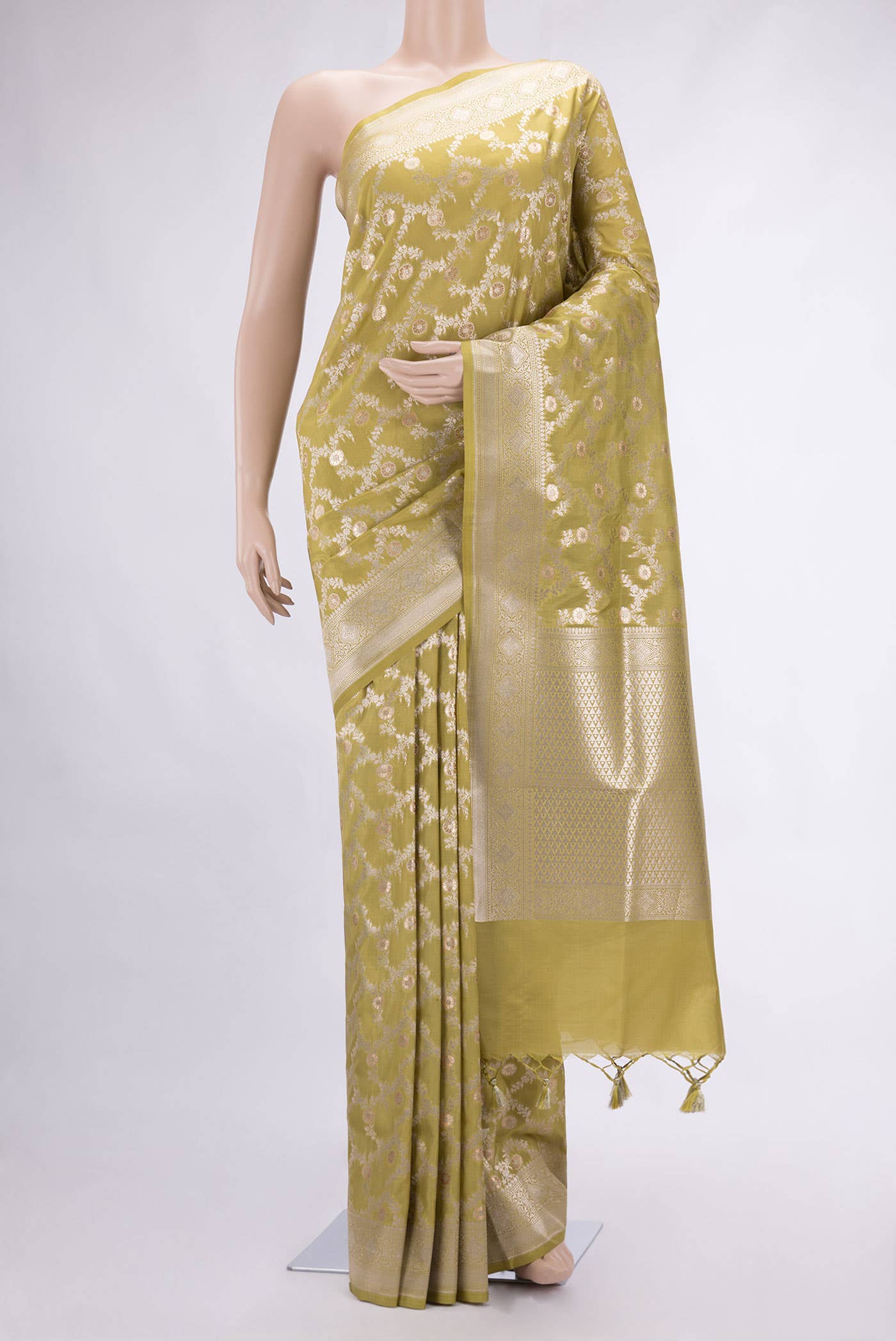 Mehandi Green Dual Tone Blended Banarasi Silk Saree