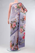 Lilac Blended Viscose Crepe Saree