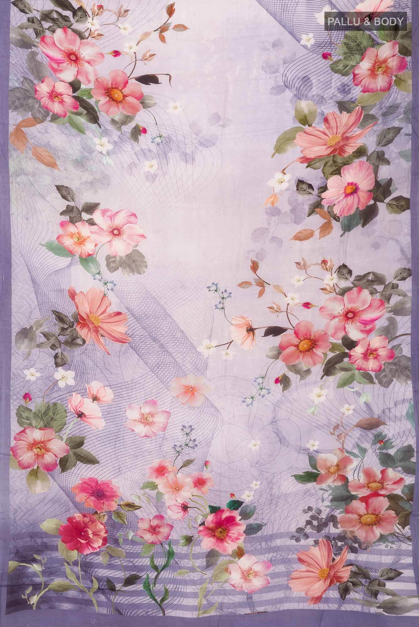 Lilac Blended Viscose Crepe Saree