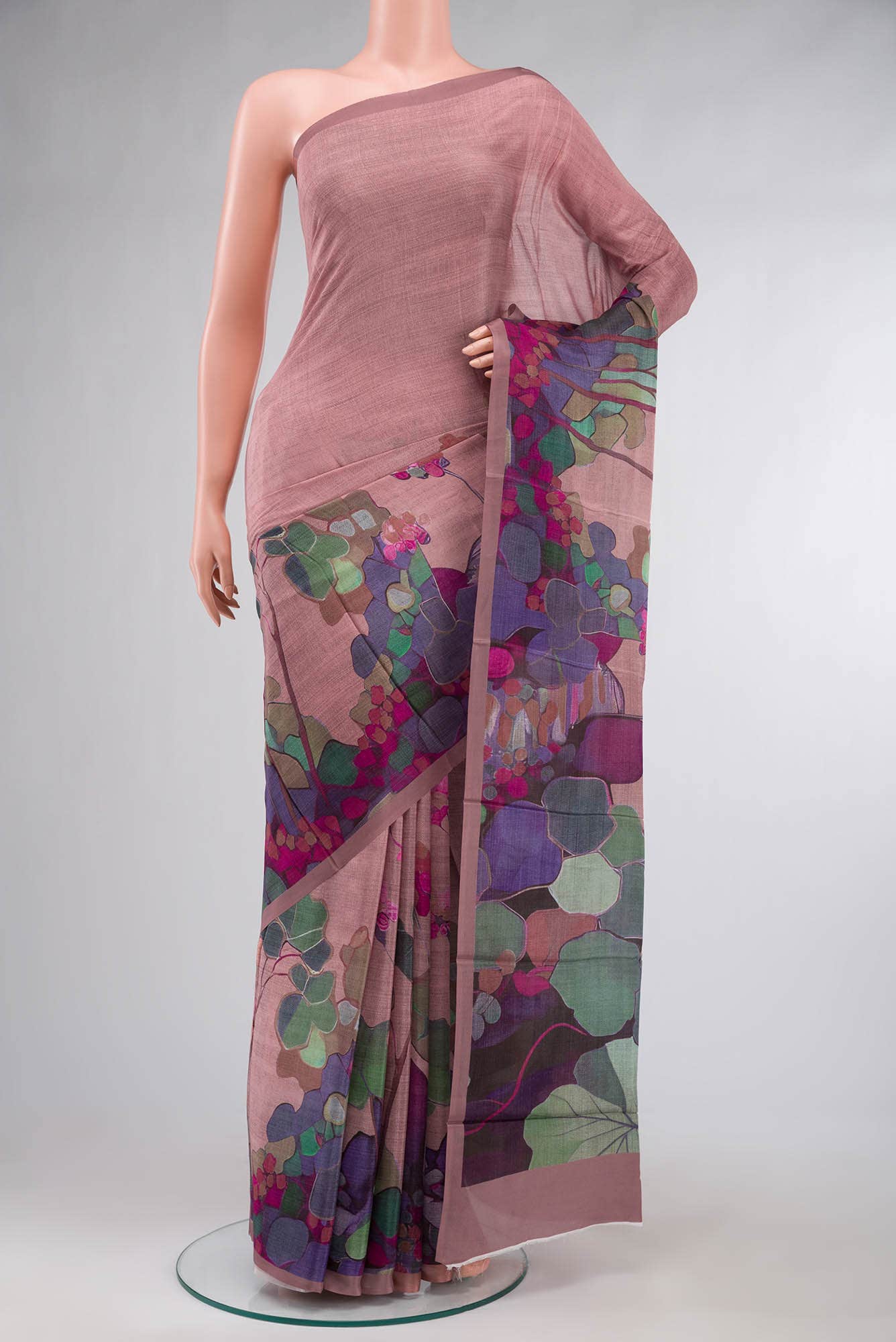Peach Blended Viscose Crepe Saree