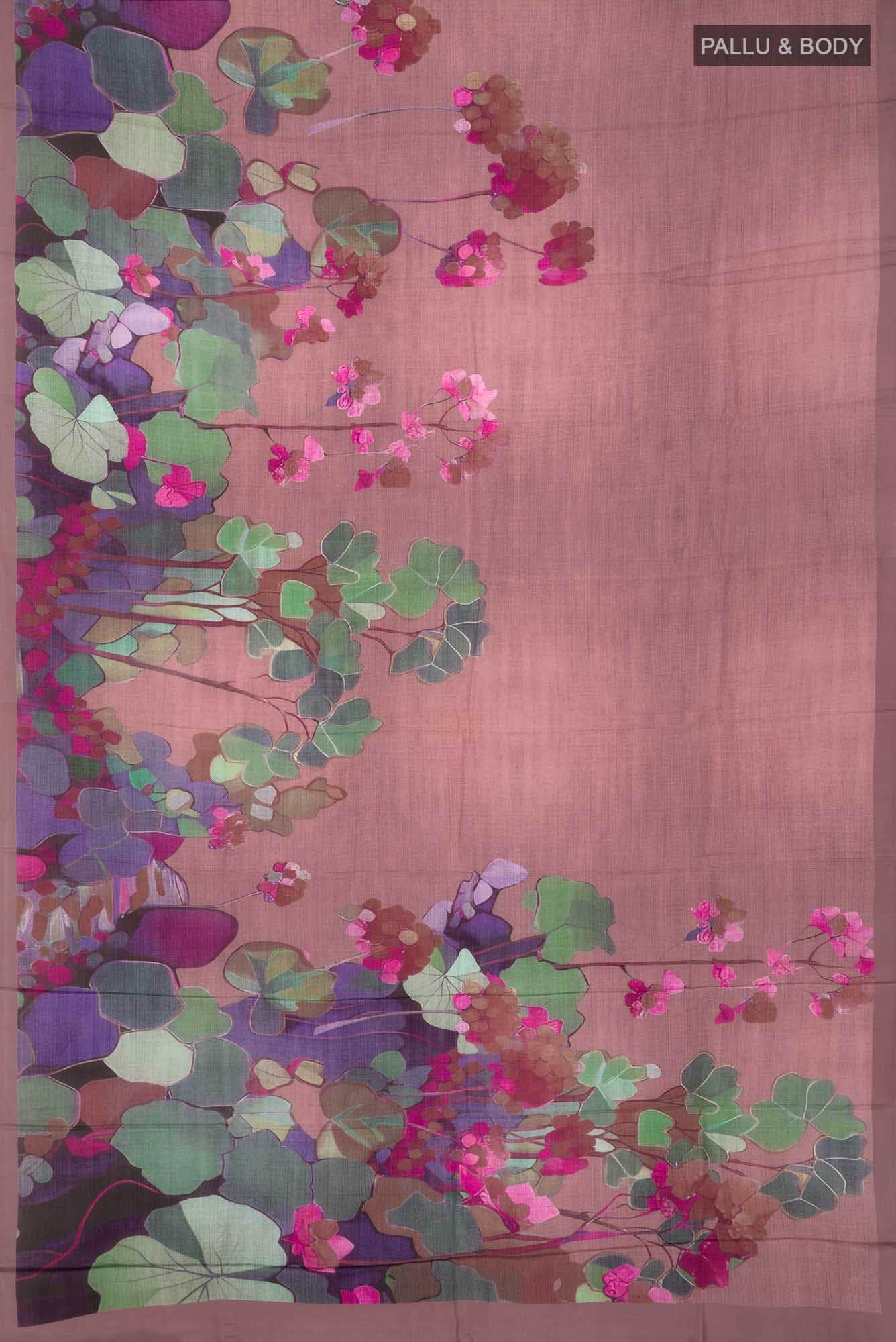 Peach Blended Viscose Crepe Saree