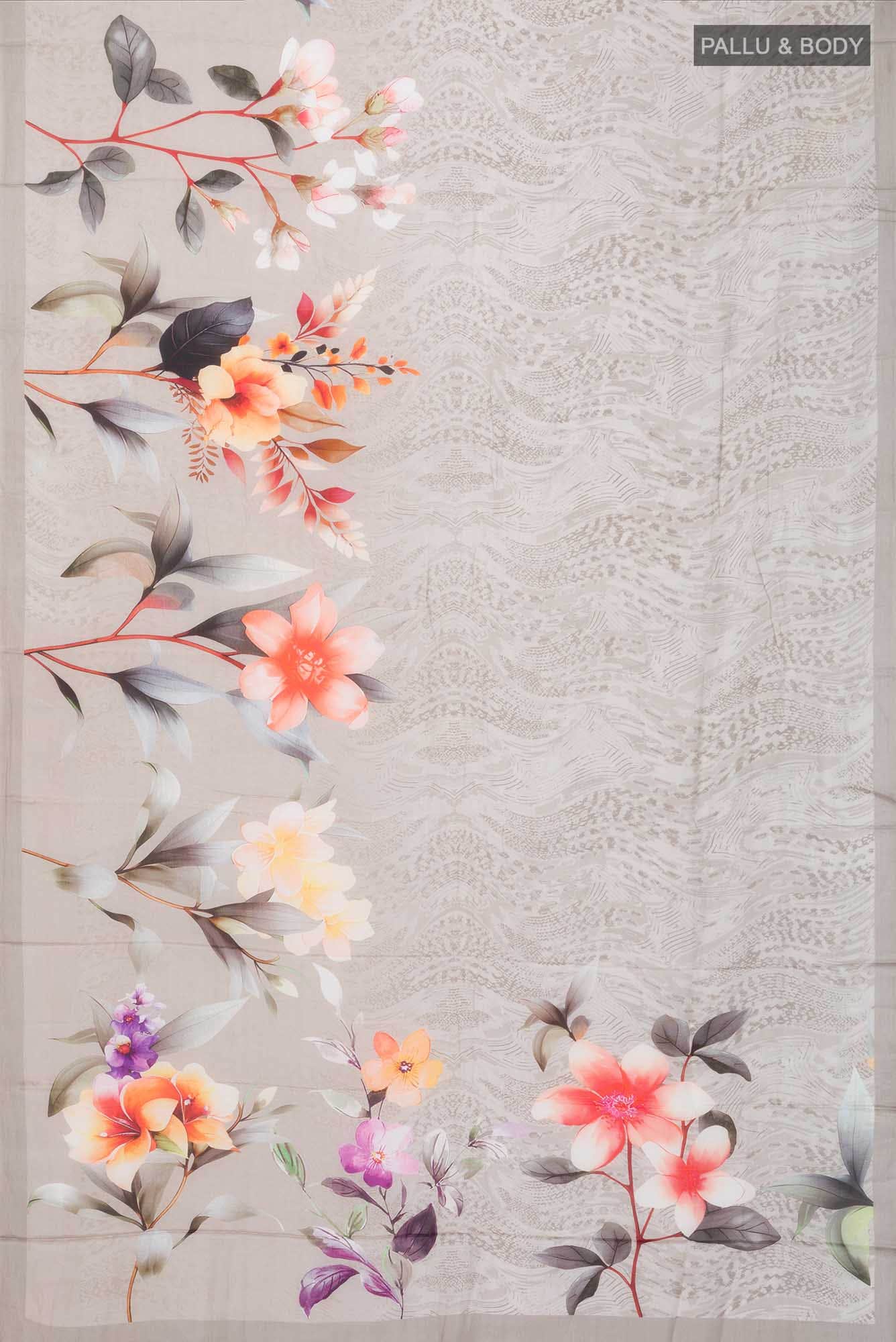 Grey Blended Viscose Crepe Saree