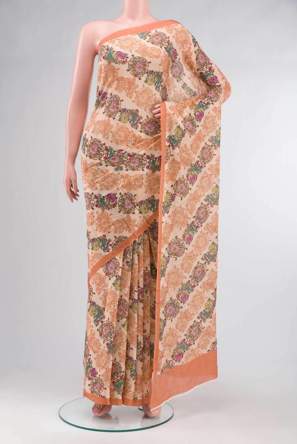 Peach Blended Viscose Crepe Saree