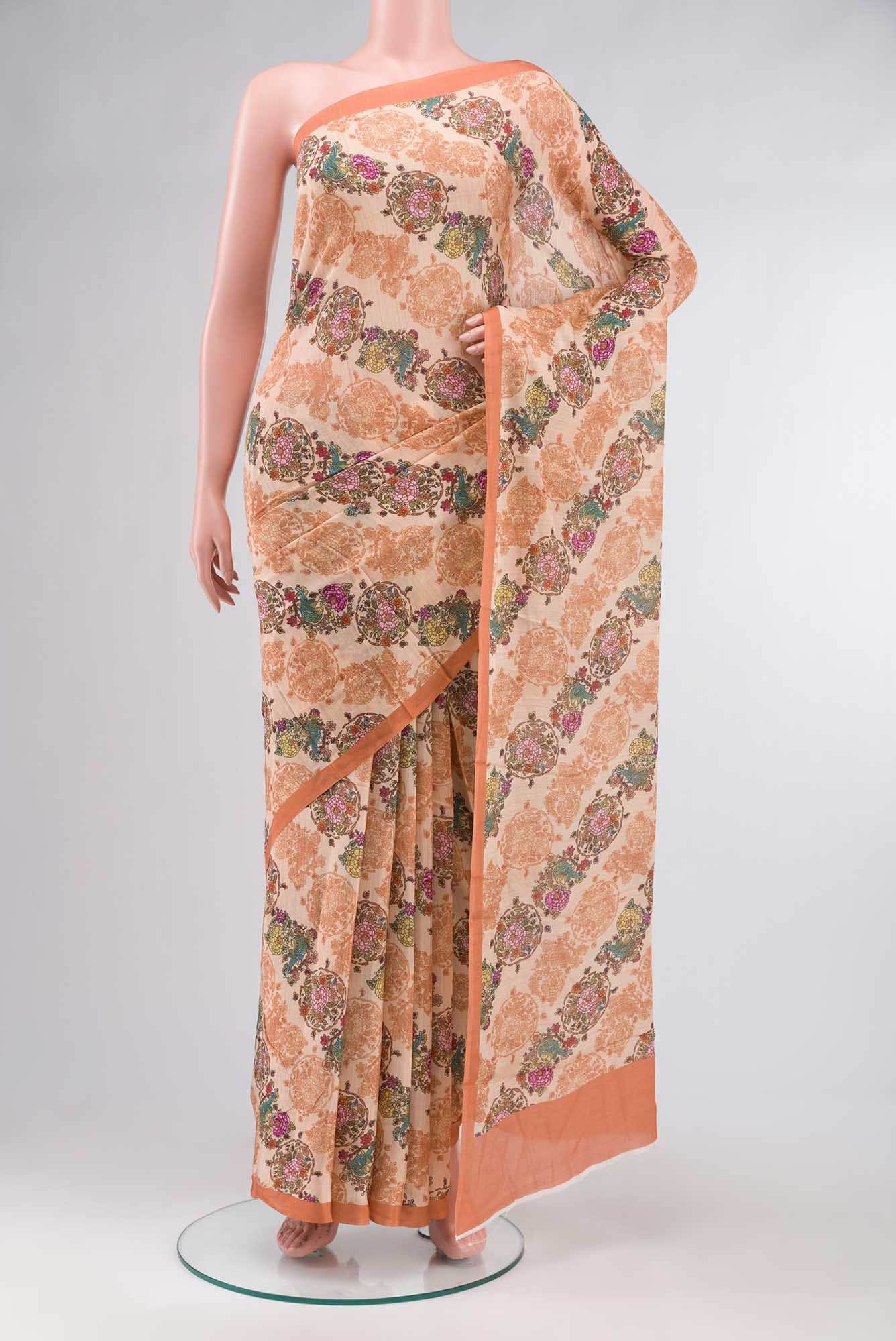 Peach Blended Viscose Crepe Saree