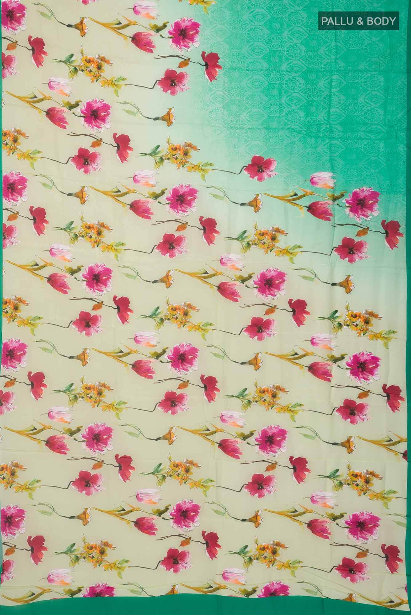 Green Blended Viscose Crepe Saree