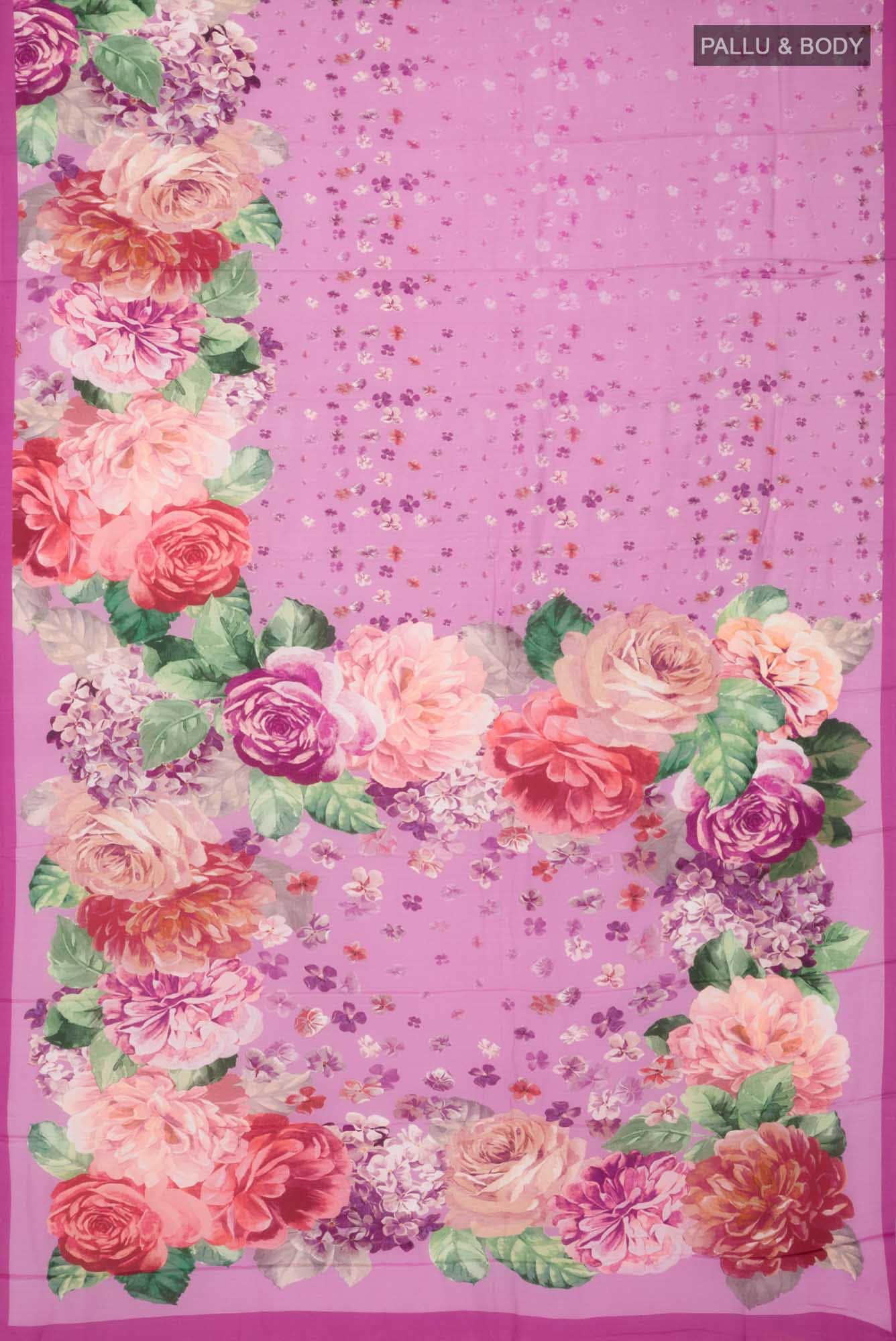 Pink Blended Viscose Crepe Saree